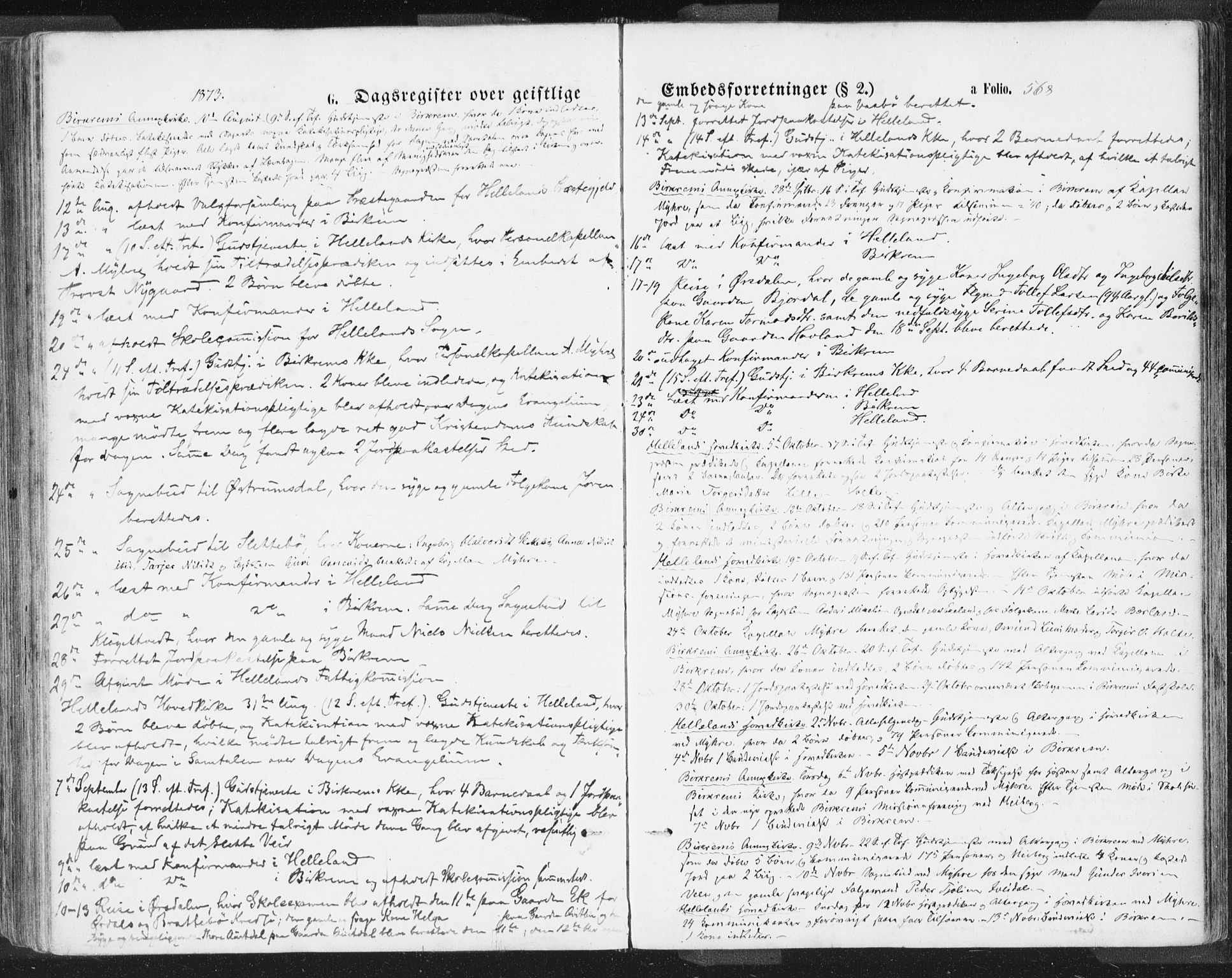 Helleland sokneprestkontor, SAST/A-101810: Parish register (official) no. A 7.2, 1863-1886, p. 568