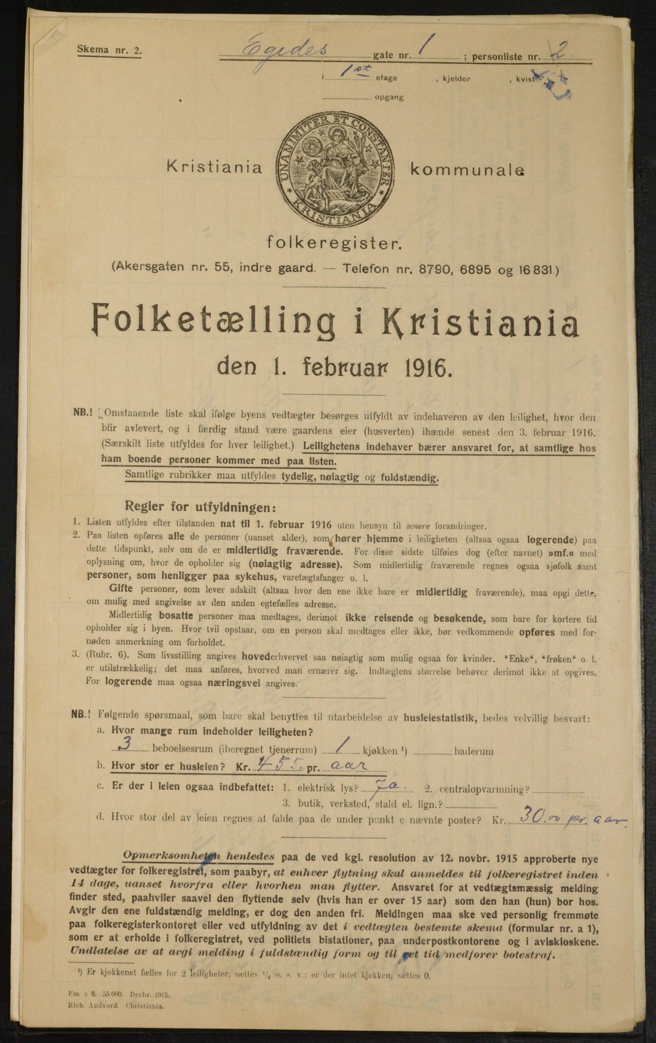 OBA, Municipal Census 1916 for Kristiania, 1916, p. 18953