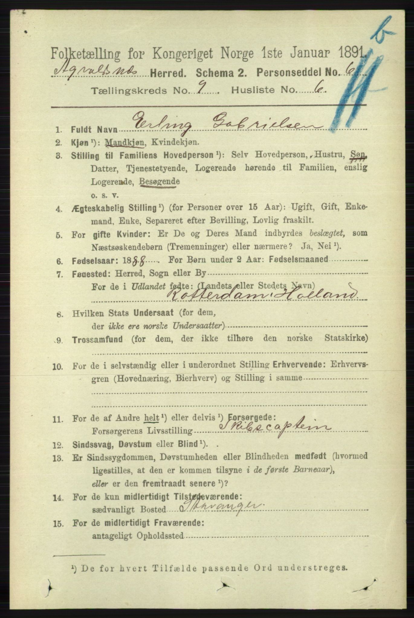 RA, 1891 census for 1147 Avaldsnes, 1891, p. 5023