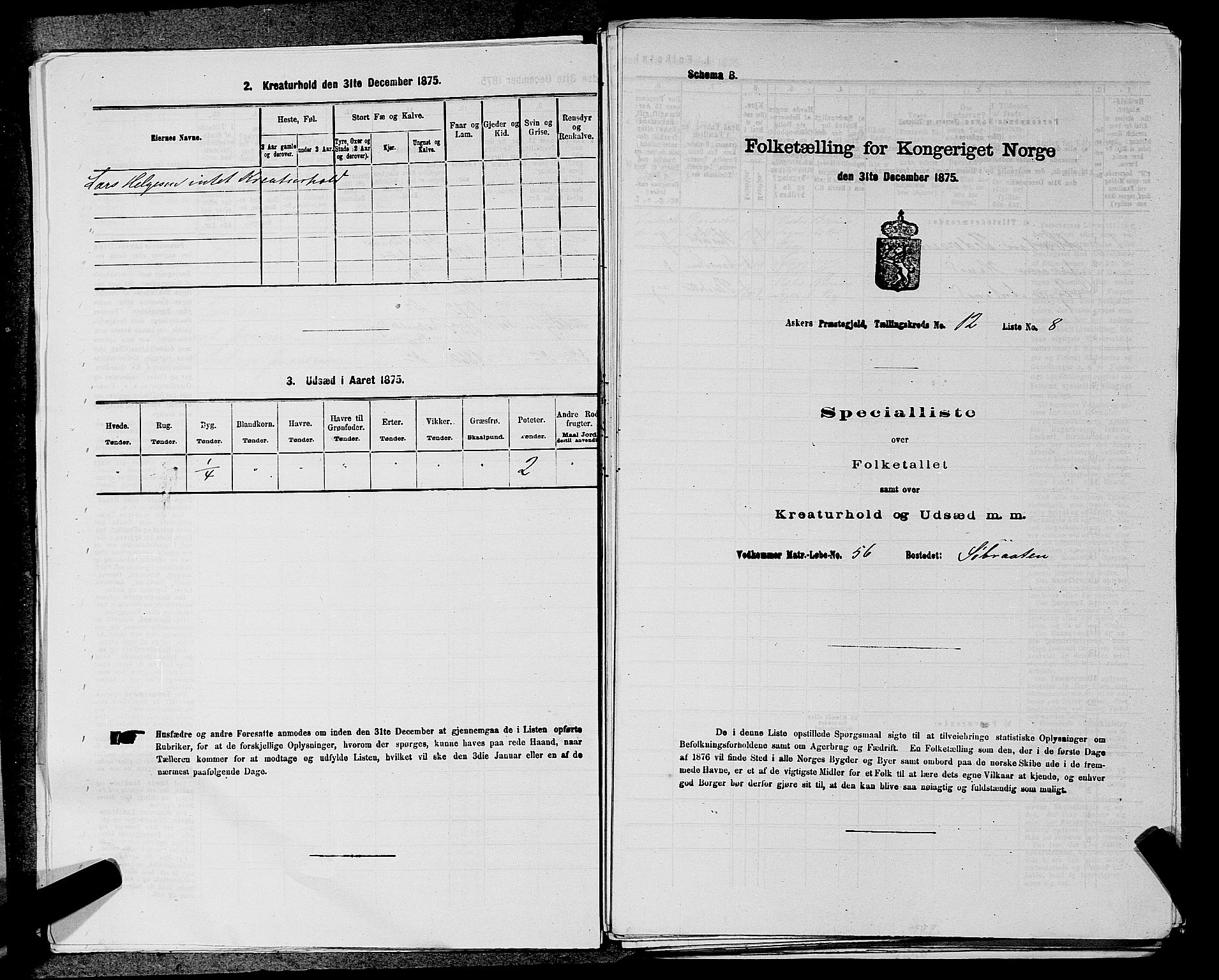 RA, 1875 census for 0220P Asker, 1875, p. 2046