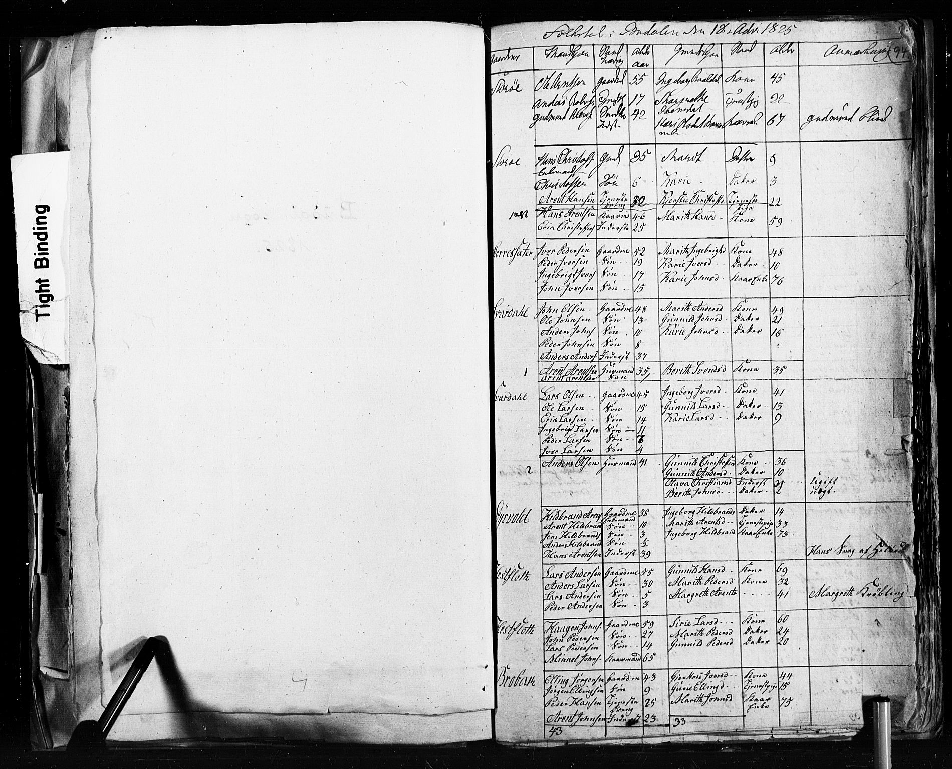 , 1825 Census for Støren parish, 1825, p. 94