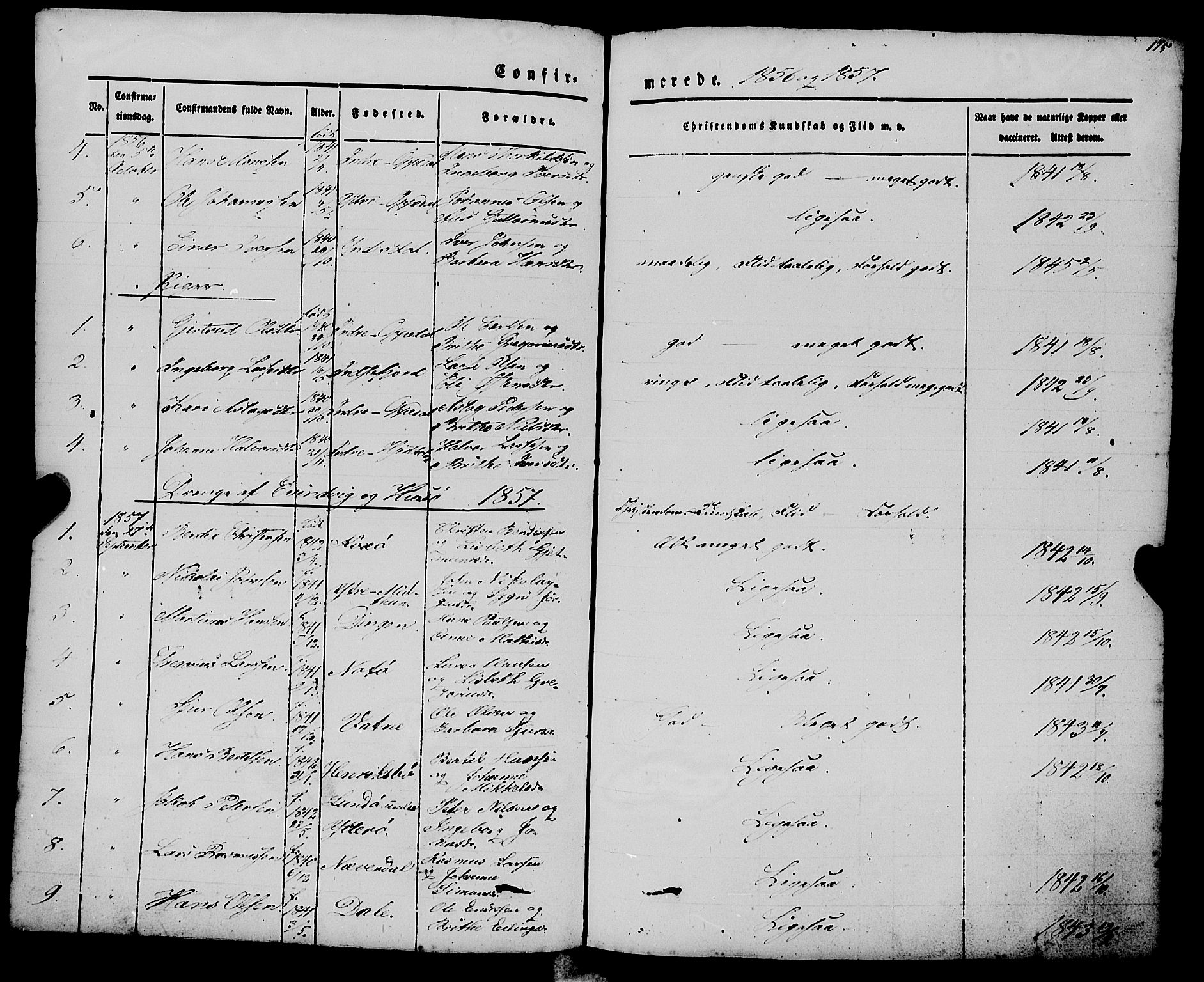 Gulen sokneprestembete, AV/SAB-A-80201/H/Haa/Haaa/L0021: Parish register (official) no. A 21, 1848-1858, p. 175