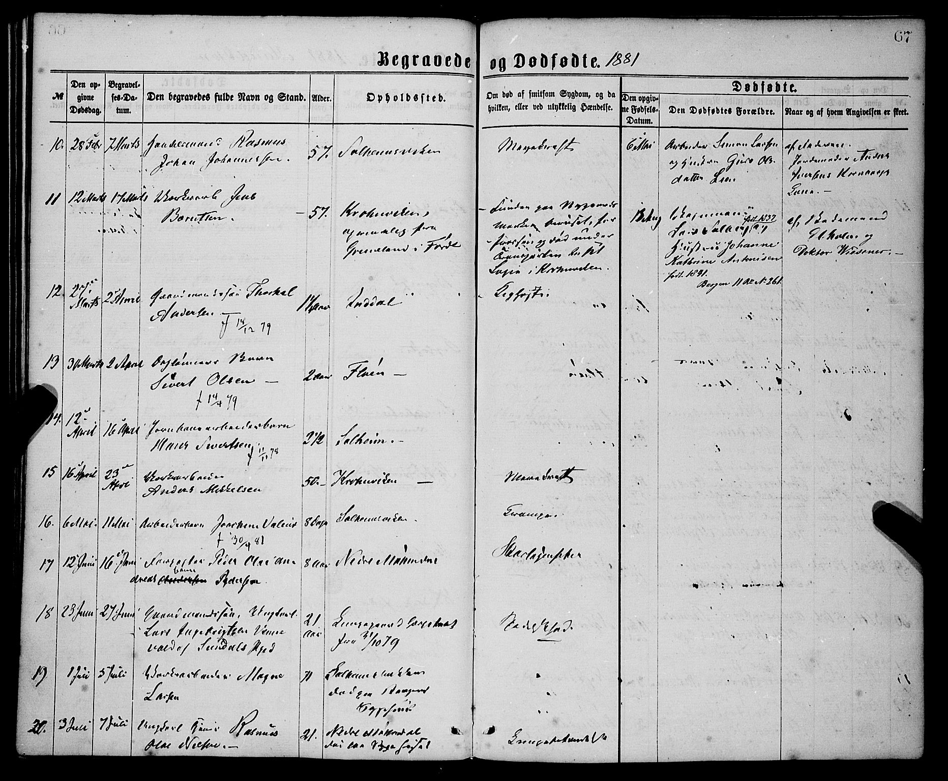 St. Jørgens hospital og Årstad sokneprestembete, AV/SAB-A-99934: Parish register (official) no. A 11, 1864-1886, p. 67