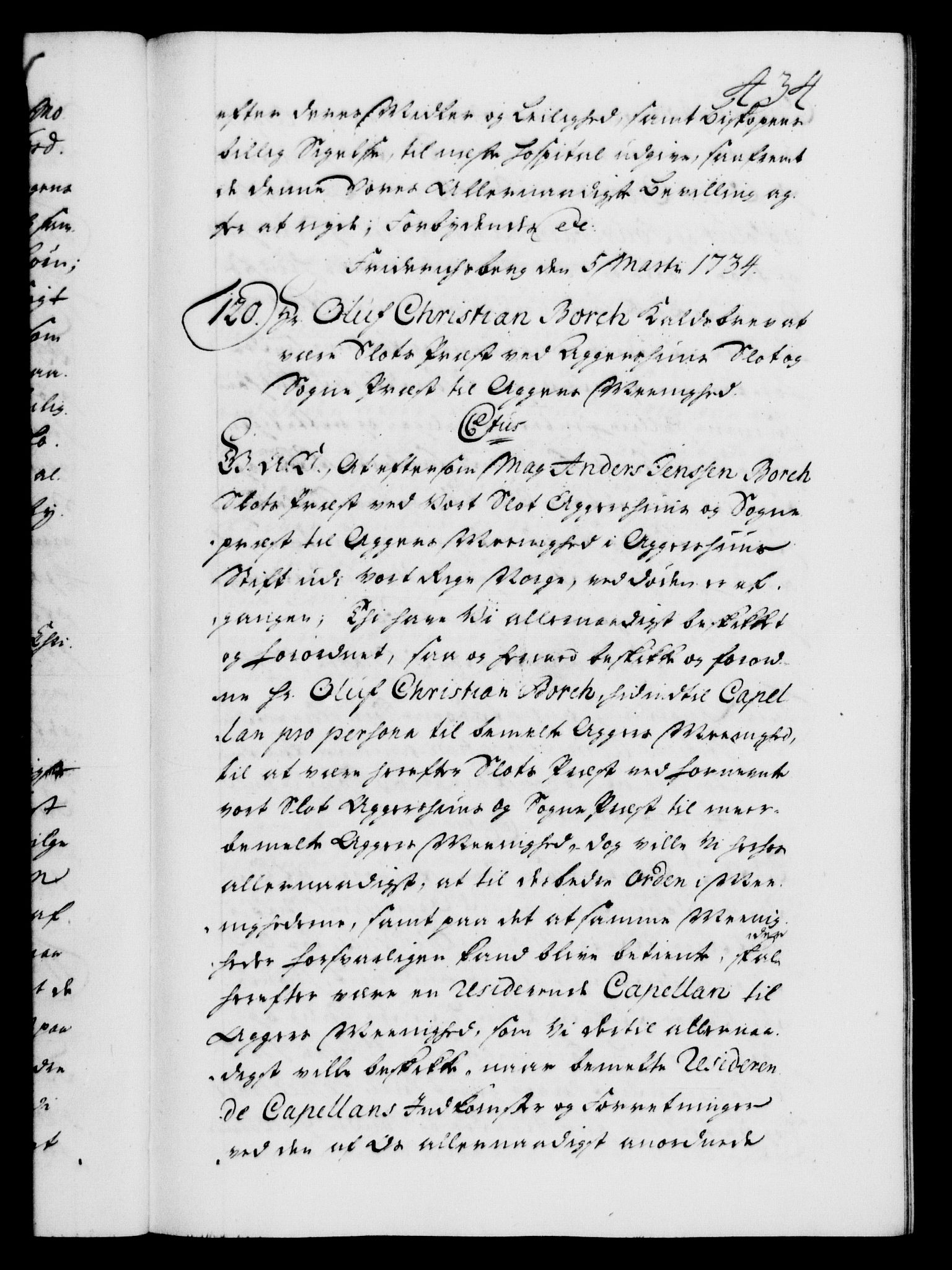 Danske Kanselli 1572-1799, AV/RA-EA-3023/F/Fc/Fca/Fcaa/L0028: Norske registre, 1733-1734, p. 434a