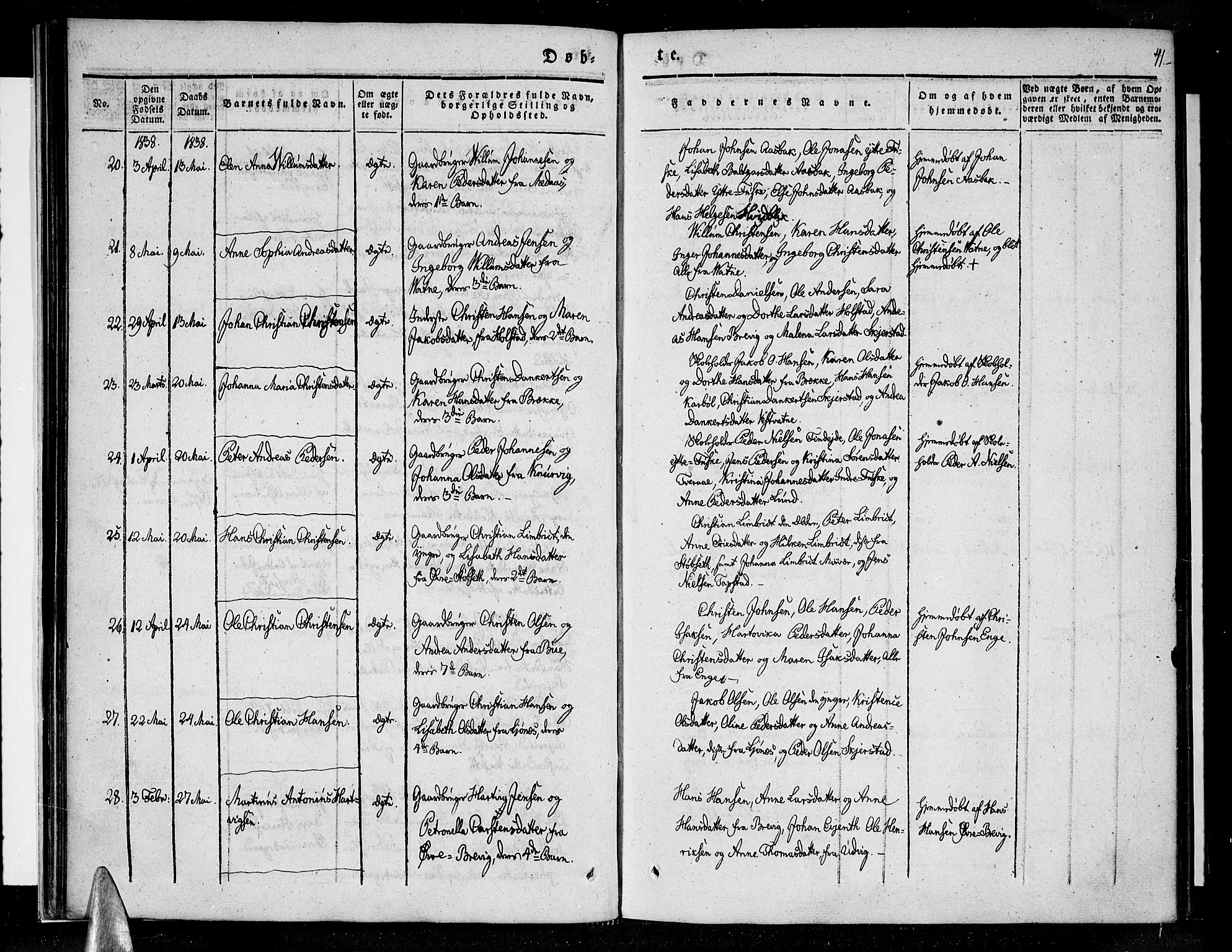 Ministerialprotokoller, klokkerbøker og fødselsregistre - Nordland, AV/SAT-A-1459/852/L0737: Parish register (official) no. 852A07, 1833-1849, p. 41