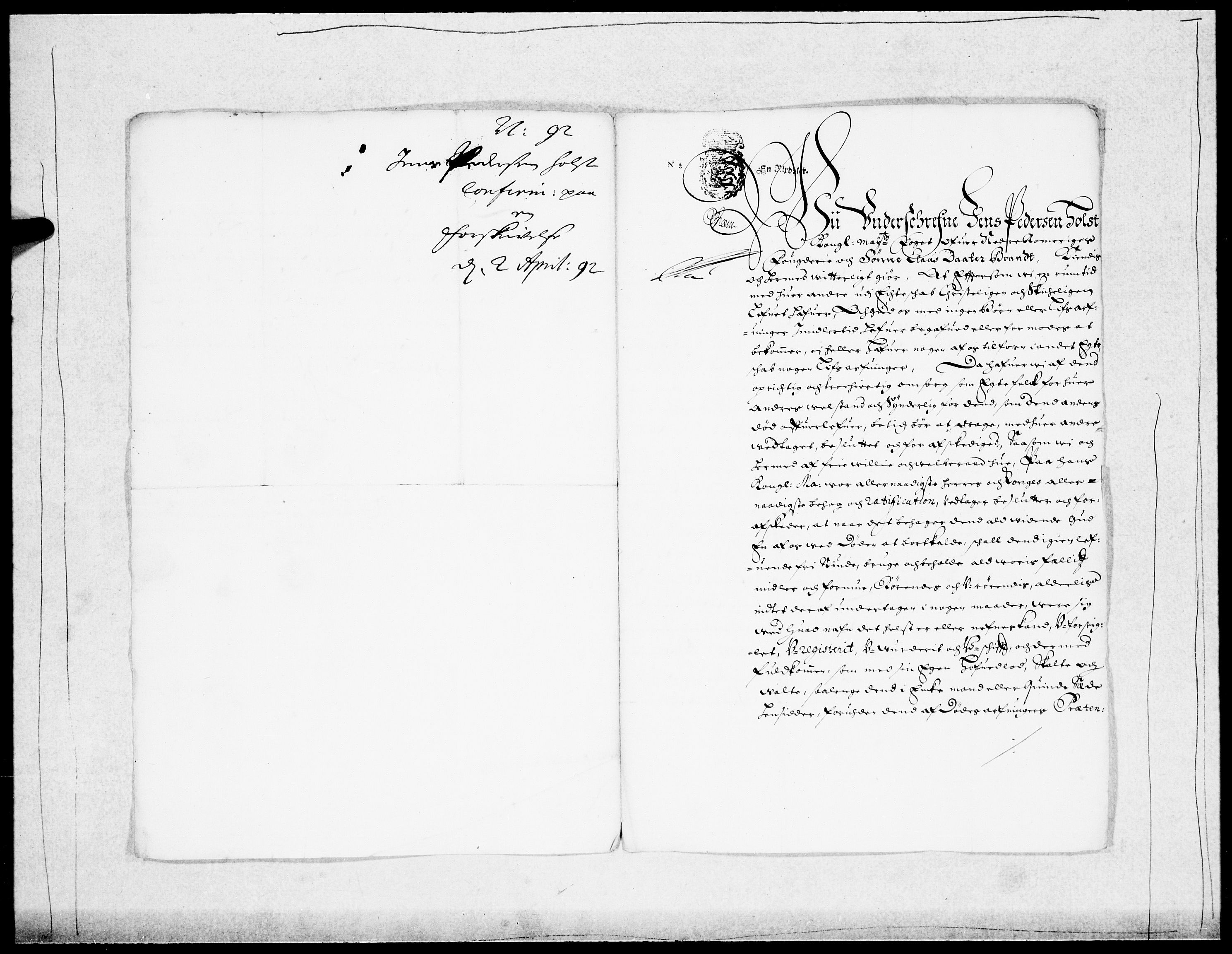 Danske Kanselli 1572-1799, AV/RA-EA-3023/F/Fc/Fcc/Fcca/L0045: Norske innlegg 1572-1799, 1691-1693, p. 111