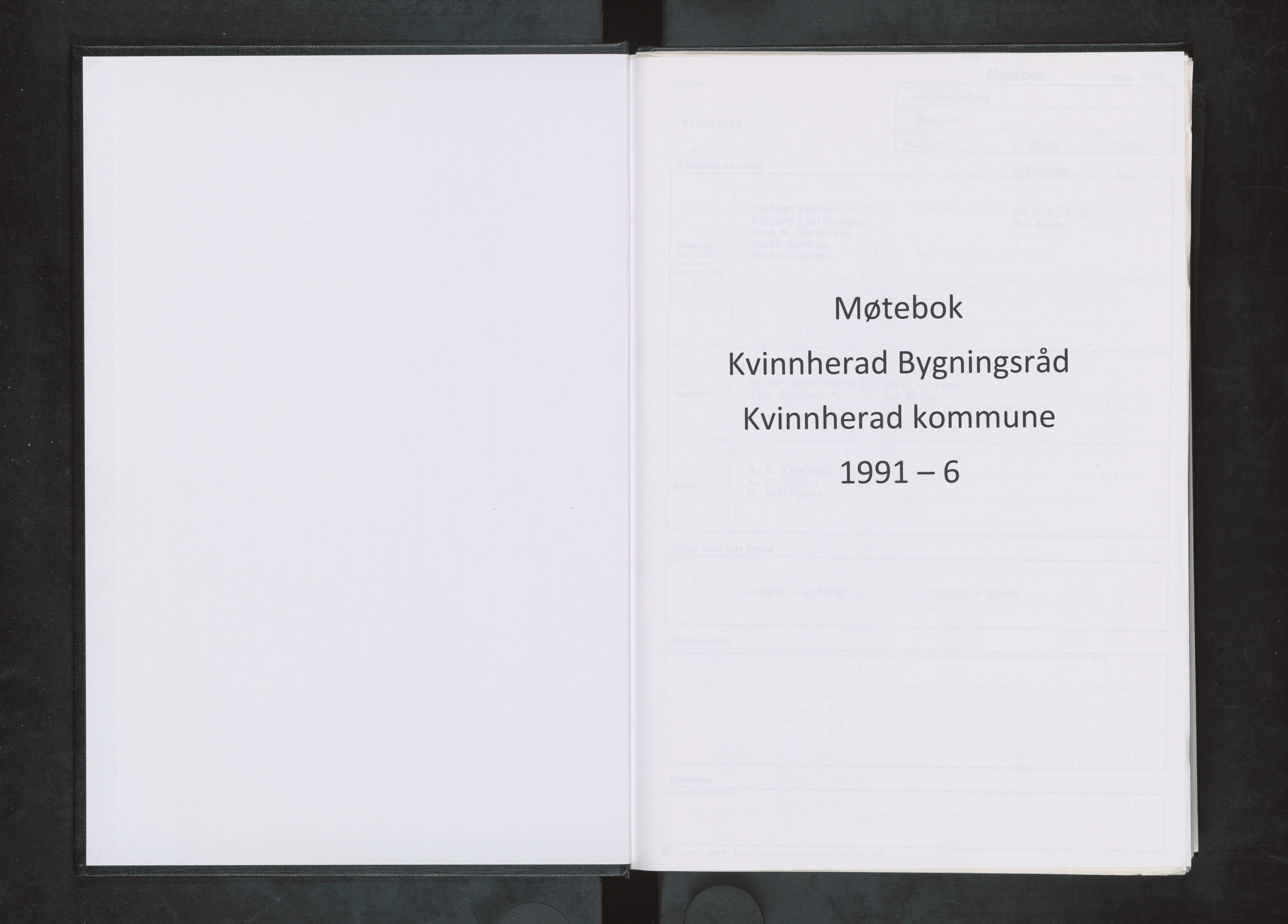 Kvinnherad kommune. Bygningsrådet , IKAH/1224-511/A/Aa/L0076: Møtebok for Kvinnherad bygningsråd, 1991