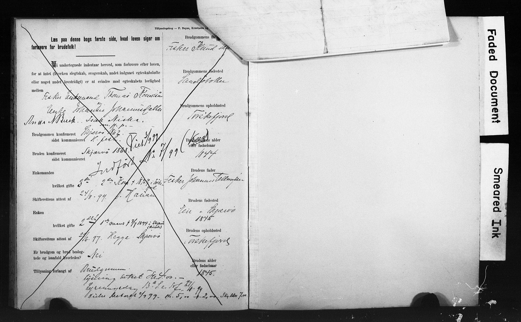 Hammerfest sokneprestkontor, AV/SATØ-S-1347/I/Ib/L0070/0004: Banns register no. 70.4, 1896-1899