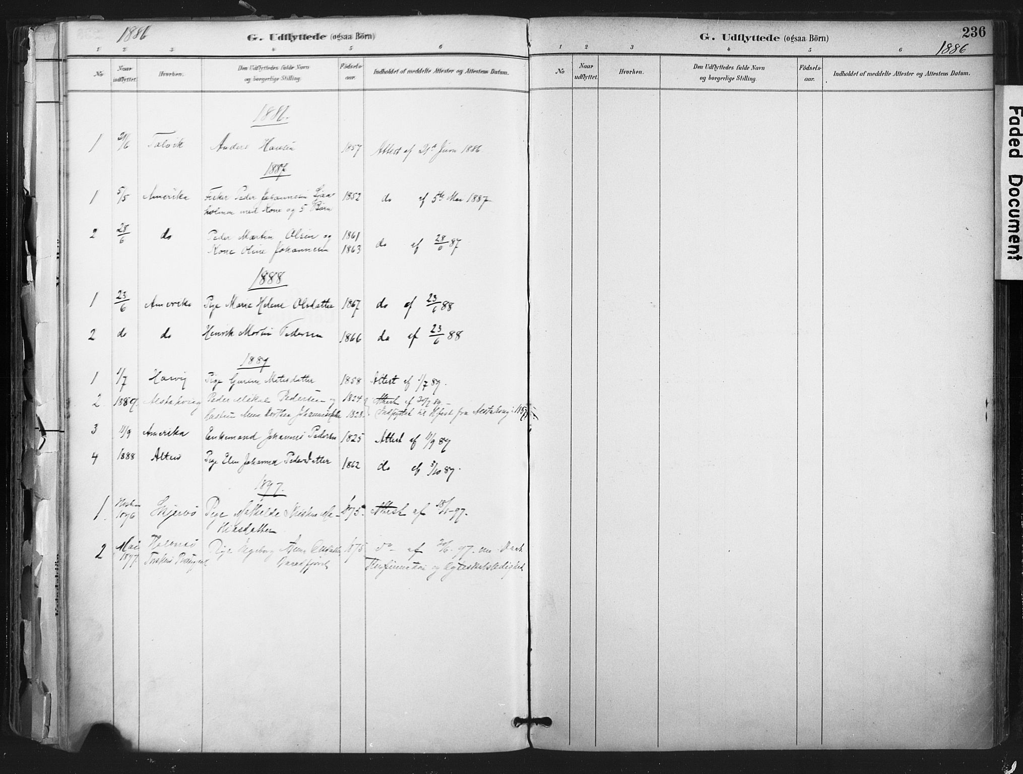 Hammerfest sokneprestkontor, AV/SATØ-S-1347/H/Ha/L0011.kirke: Parish register (official) no. 11 /1, 1885-1897, p. 236