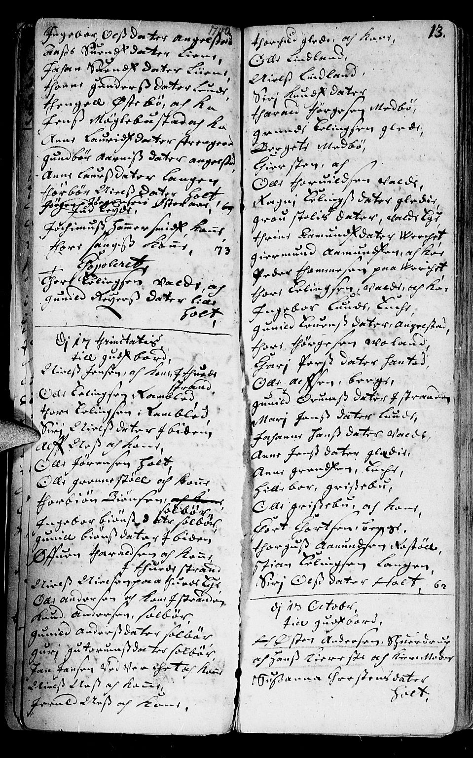 Holt sokneprestkontor, AV/SAK-1111-0021/F/Fb/L0001: Parish register (copy) no. B 1, 1699-1705, p. 13