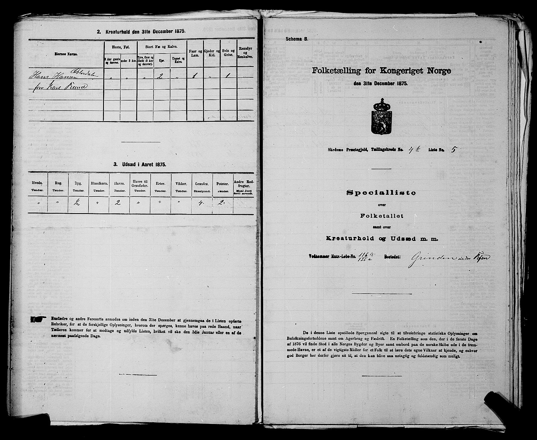 RA, 1875 census for 0231P Skedsmo, 1875, p. 580