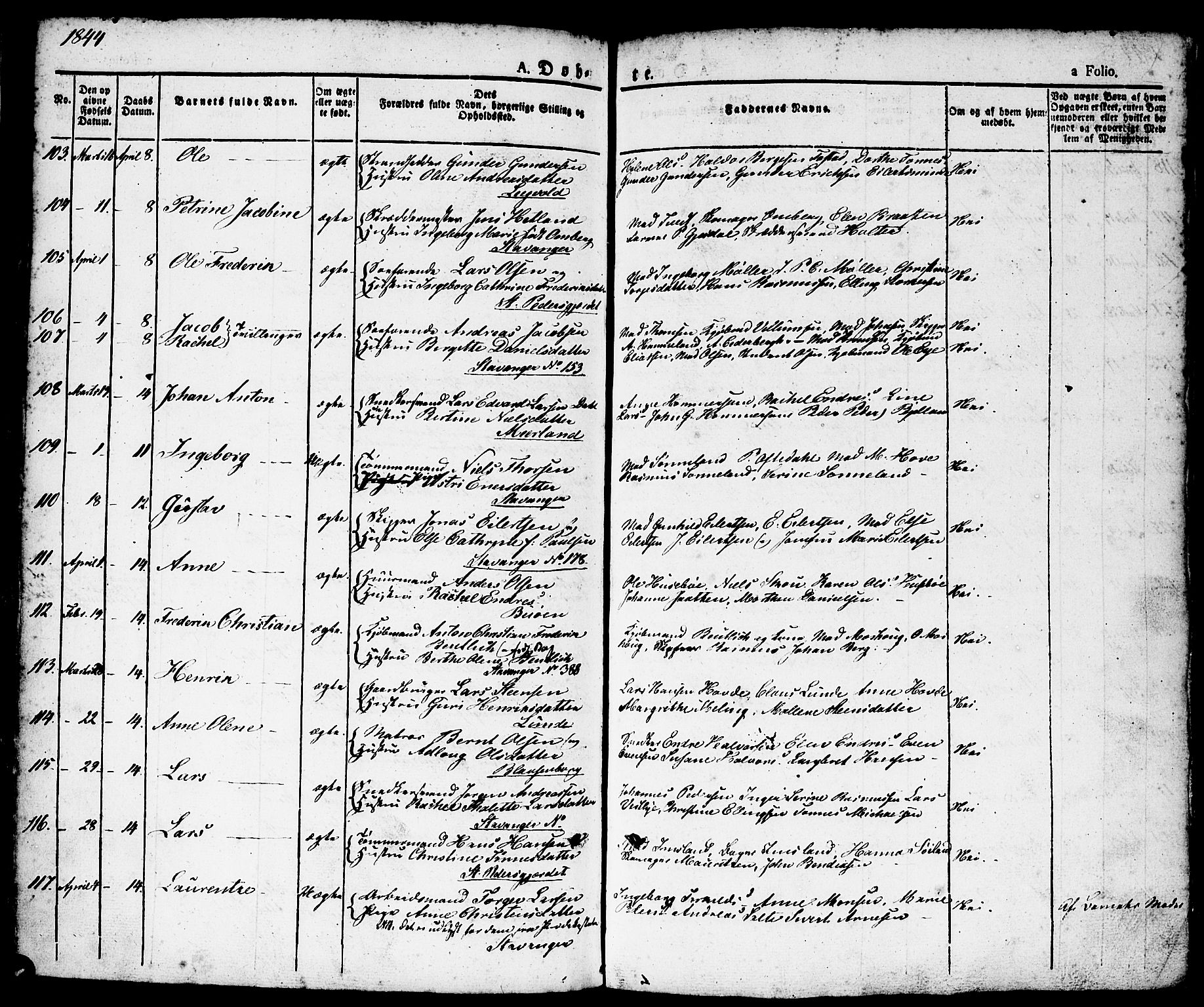 Domkirken sokneprestkontor, AV/SAST-A-101812/001/30/30BA/L0011: Parish register (official) no. A 11, 1832-1856