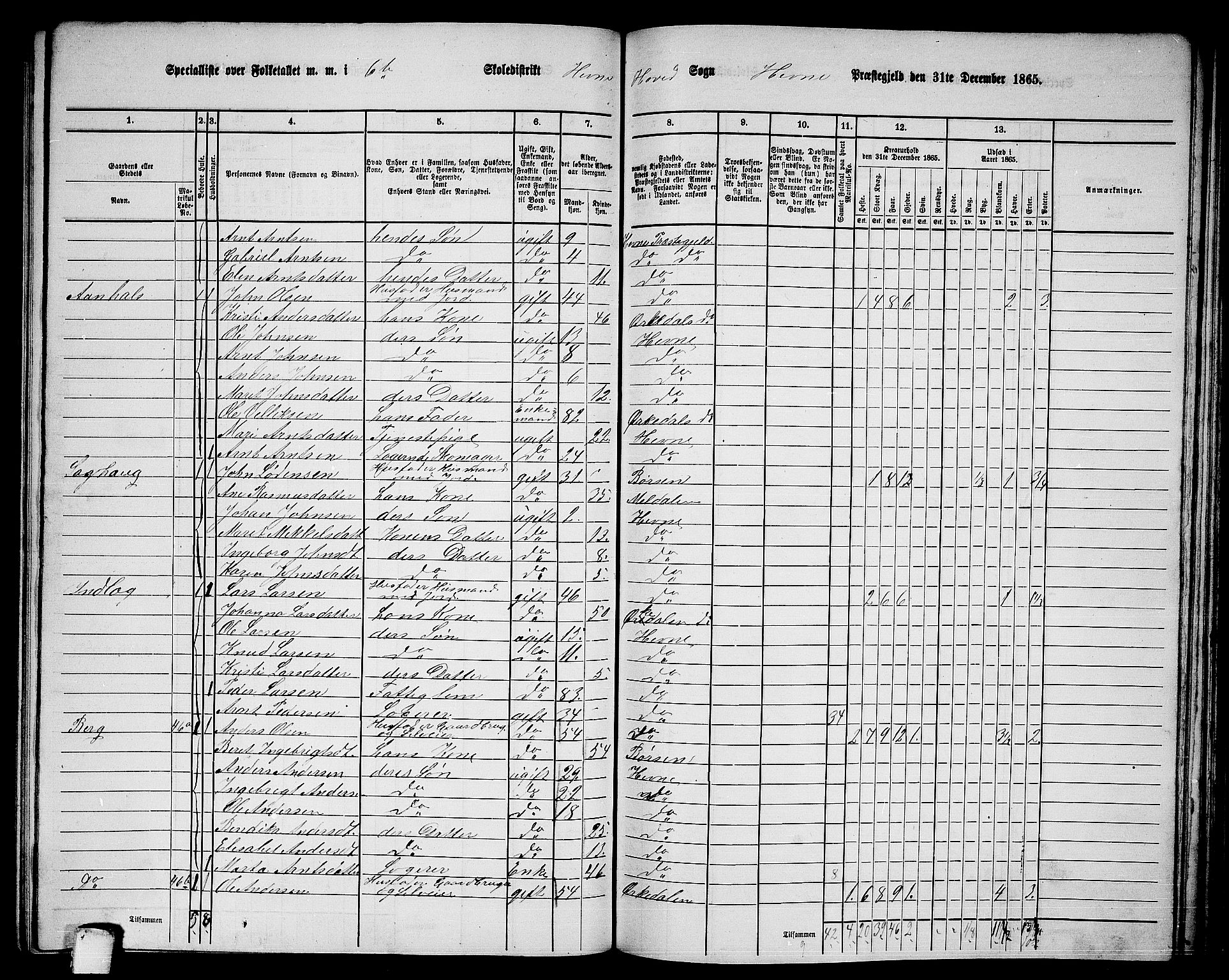 RA, 1865 census for Hemne, 1865, p. 131