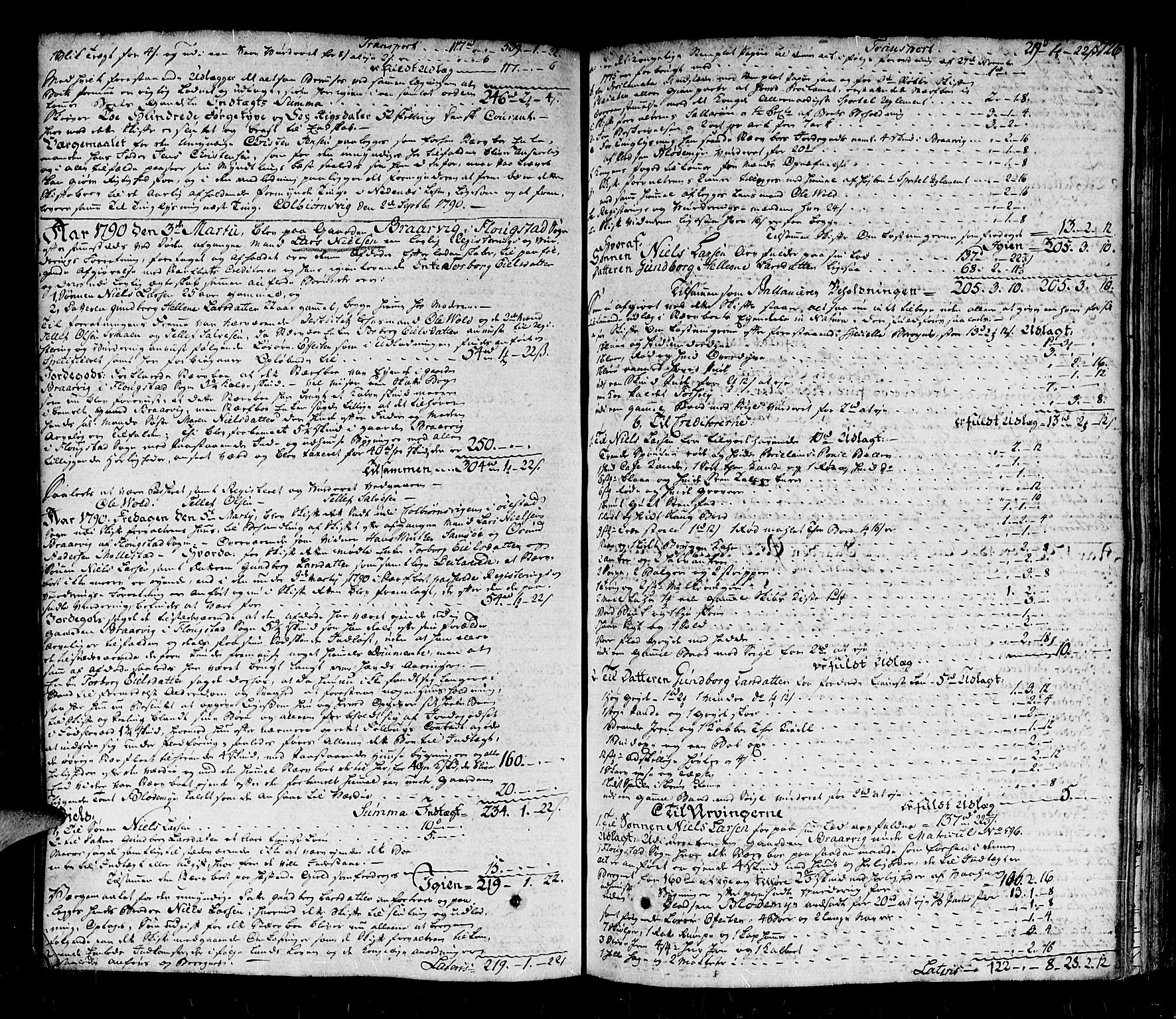 Nedenes sorenskriveri før 1824, SAK/1221-0007/H/Hc/L0040: Skifteprotokoll med register nr 27, 1788-1791, p. 725b-726a