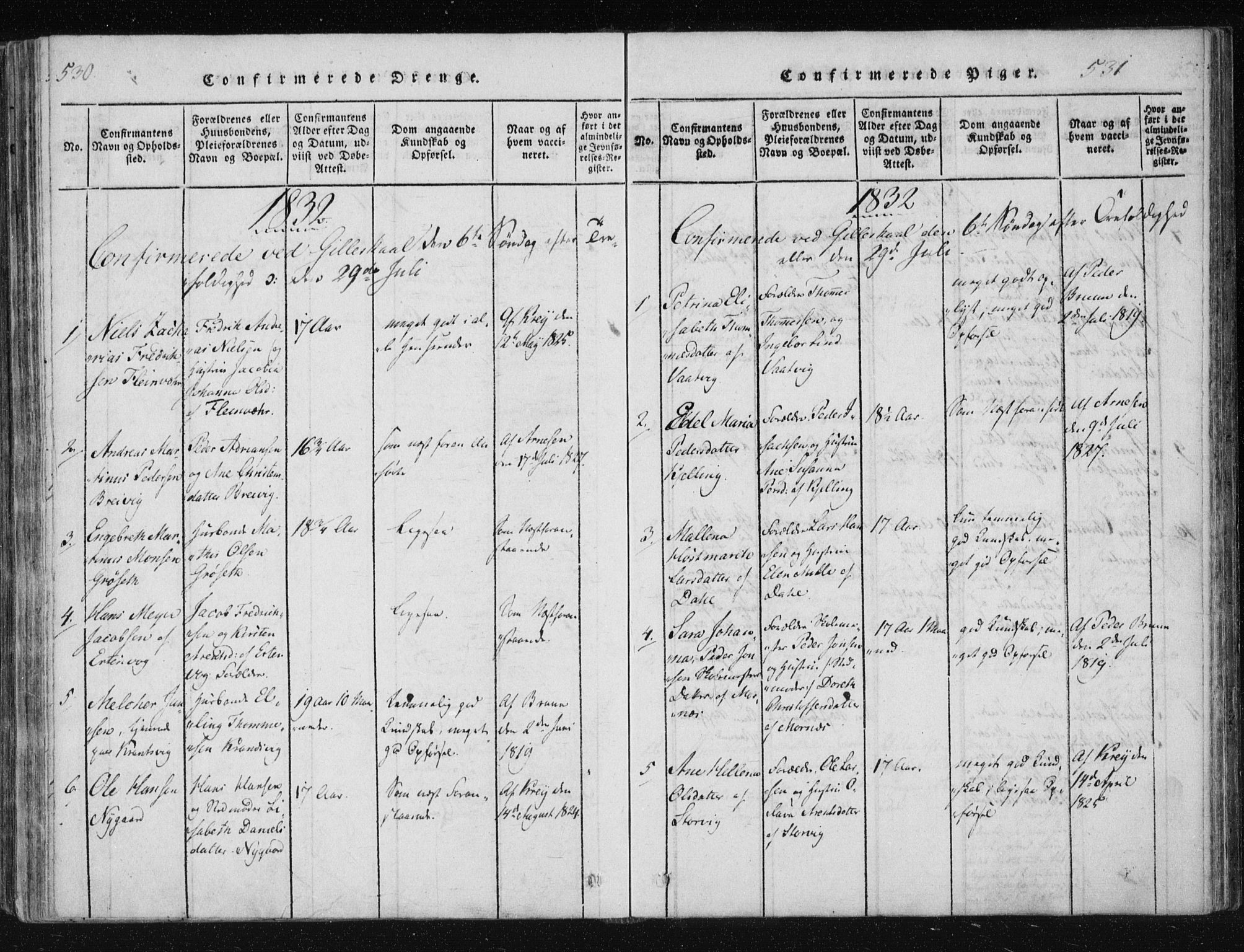 Ministerialprotokoller, klokkerbøker og fødselsregistre - Nordland, SAT/A-1459/805/L0096: Parish register (official) no. 805A03, 1820-1837, p. 530-531