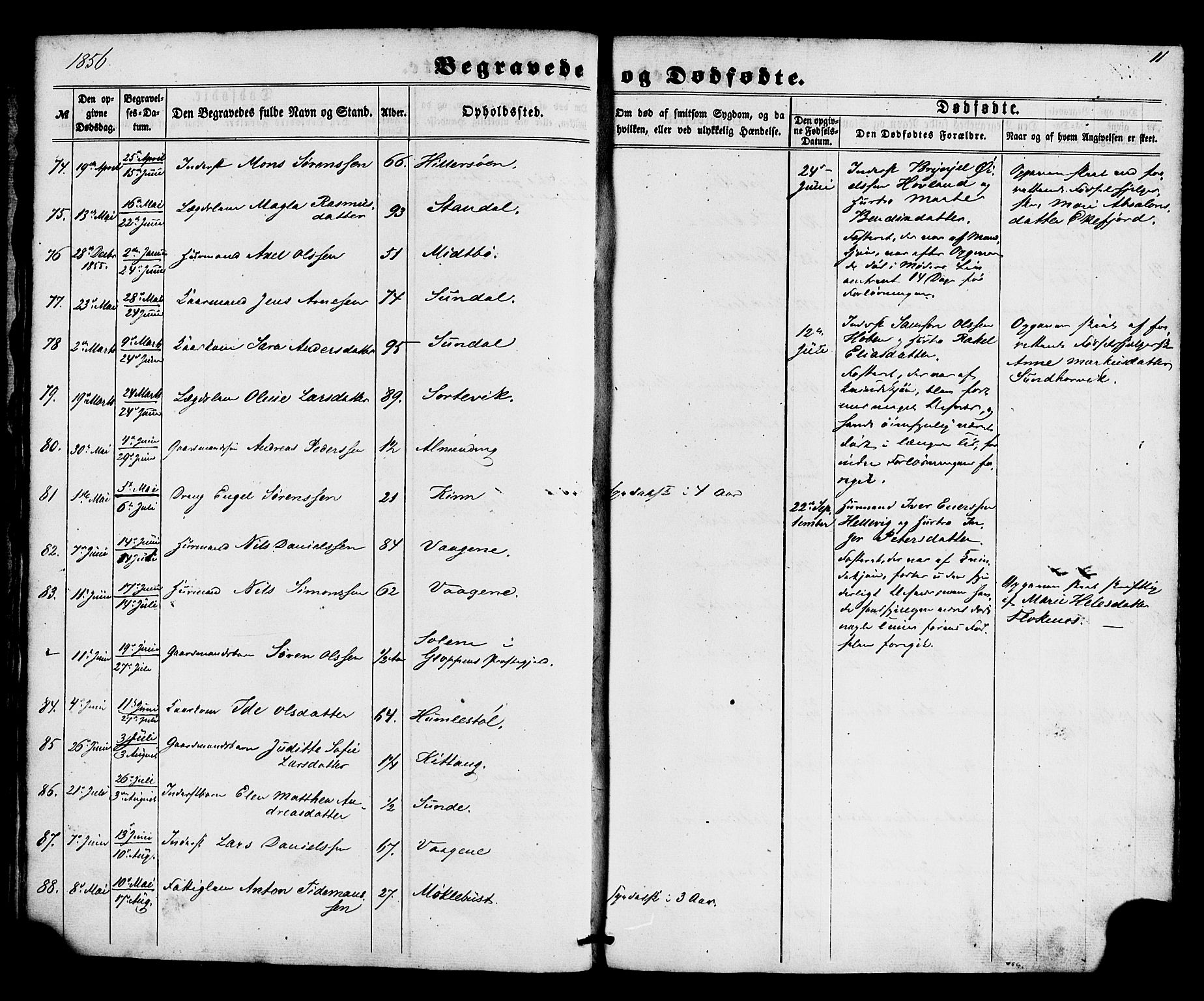 Kinn sokneprestembete, AV/SAB-A-80801/H/Haa/Haaa/L0012: Parish register (official) no. A 12, 1855-1869, p. 11