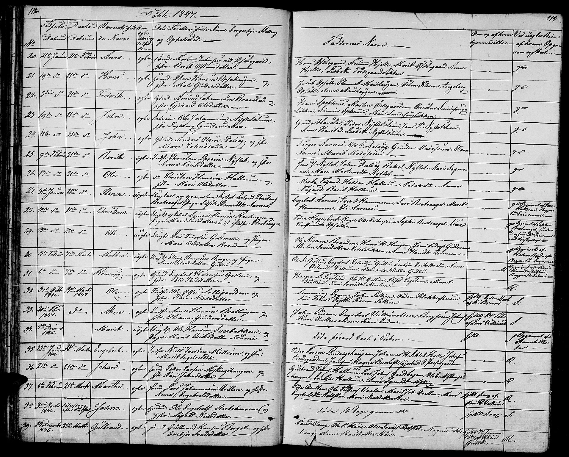 Ringebu prestekontor, SAH/PREST-082/H/Ha/Hab/L0002: Parish register (copy) no. 2, 1839-1853, p. 112-113