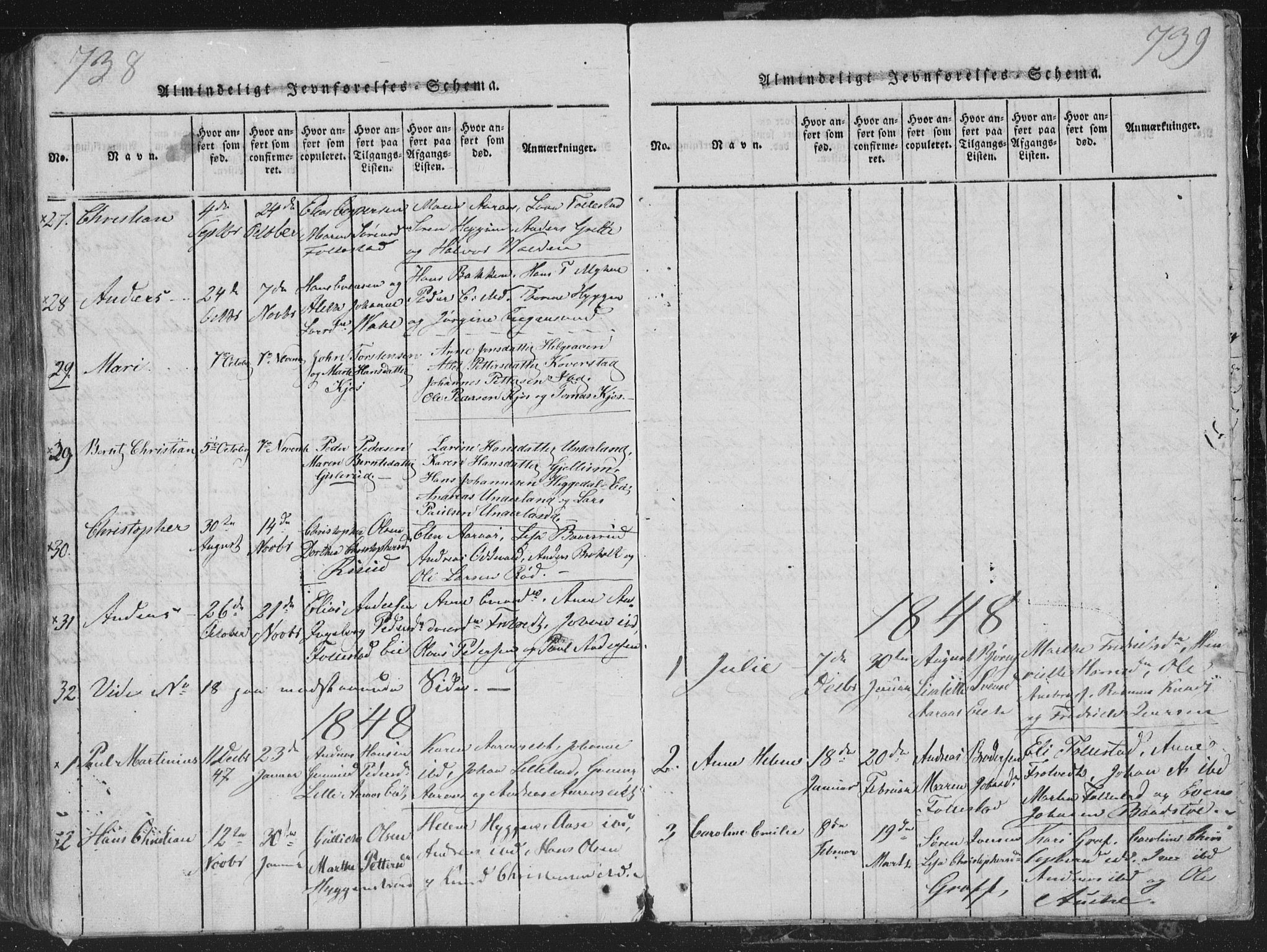 Røyken kirkebøker, SAKO/A-241/G/Ga/L0003: Parish register (copy) no. 3, 1814-1856, p. 738-739