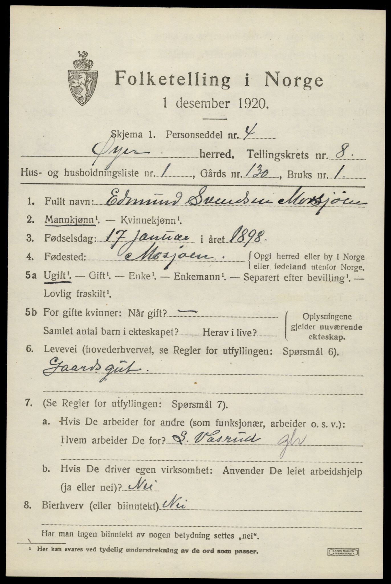 SAH, 1920 census for Øyer, 1920, p. 6716