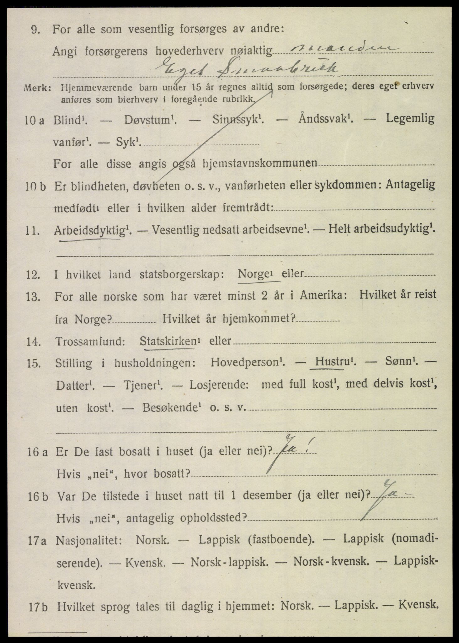 SAT, 1920 census for Vega, 1920, p. 5490