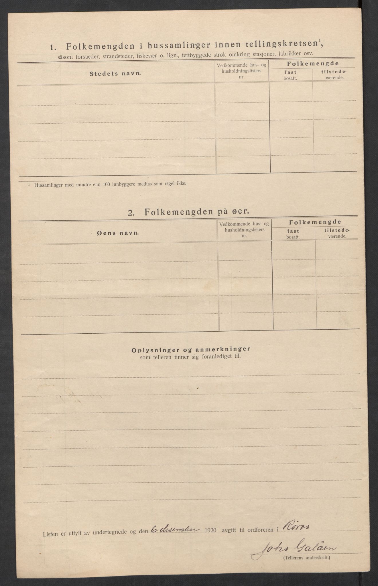 SAT, 1920 census for Røros, 1920, p. 32