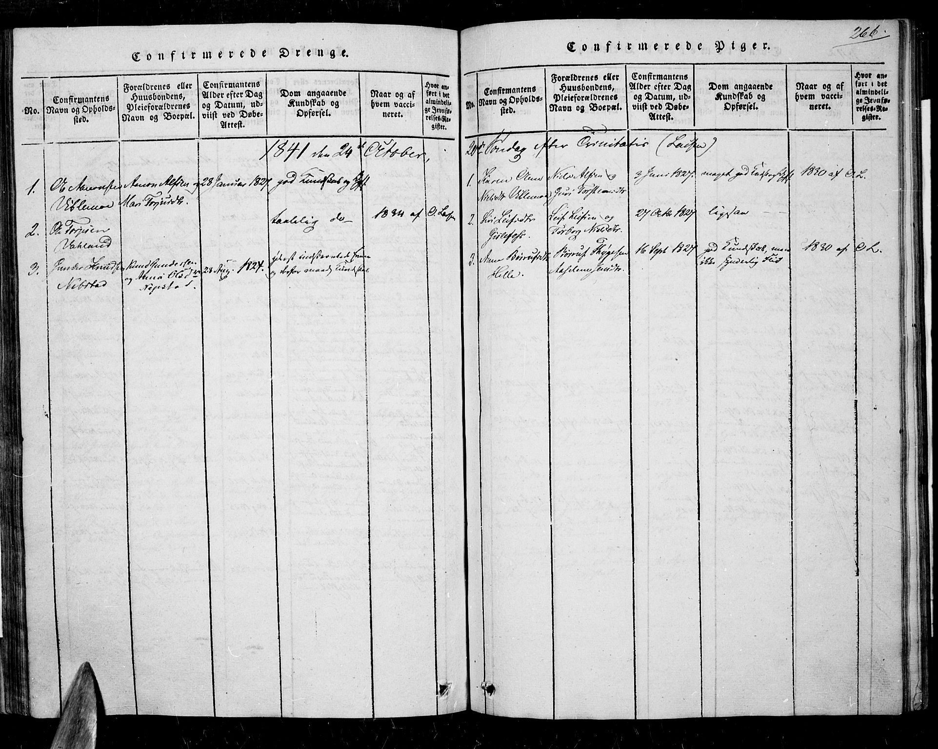 Nord-Audnedal sokneprestkontor, SAK/1111-0032/F/Fa/Faa/L0001: Parish register (official) no. A 1, 1815-1856, p. 266