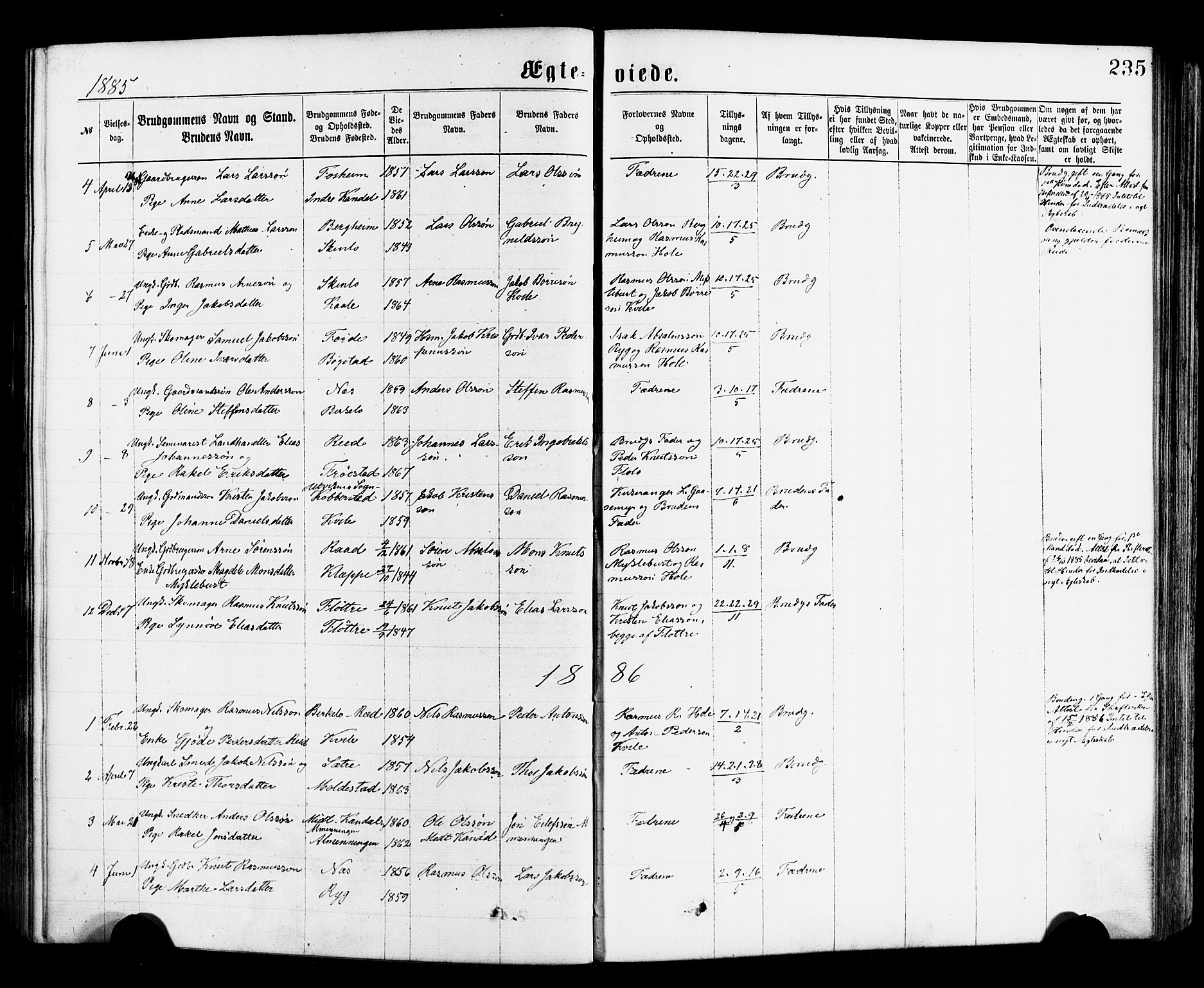 Gloppen sokneprestembete, AV/SAB-A-80101/H/Haa/Haac/L0001: Parish register (official) no. C 1, 1871-1886, p. 235