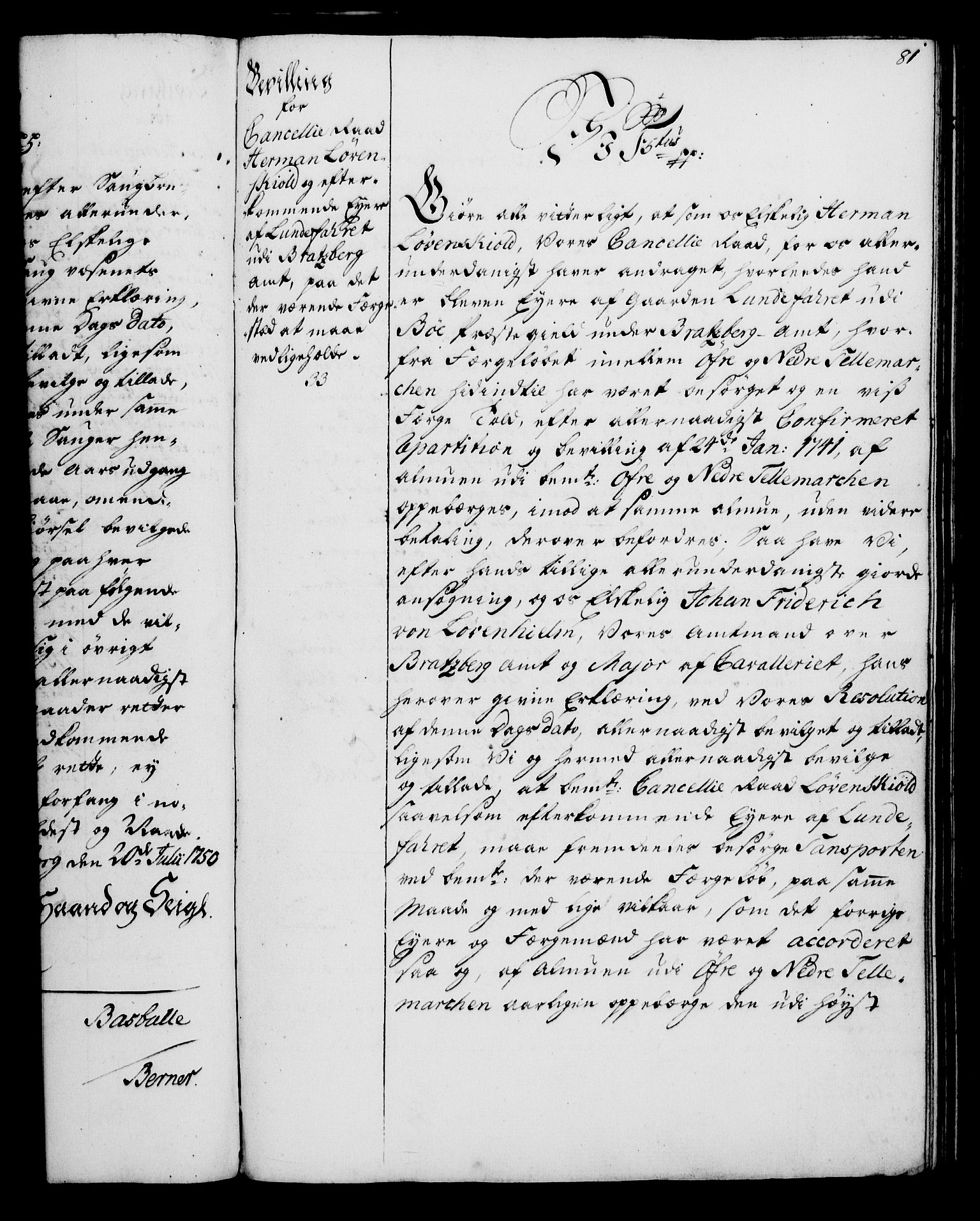 Rentekammeret, Kammerkanselliet, RA/EA-3111/G/Gg/Gga/L0006: Norsk ekspedisjonsprotokoll med register (merket RK 53.6), 1749-1759, p. 81