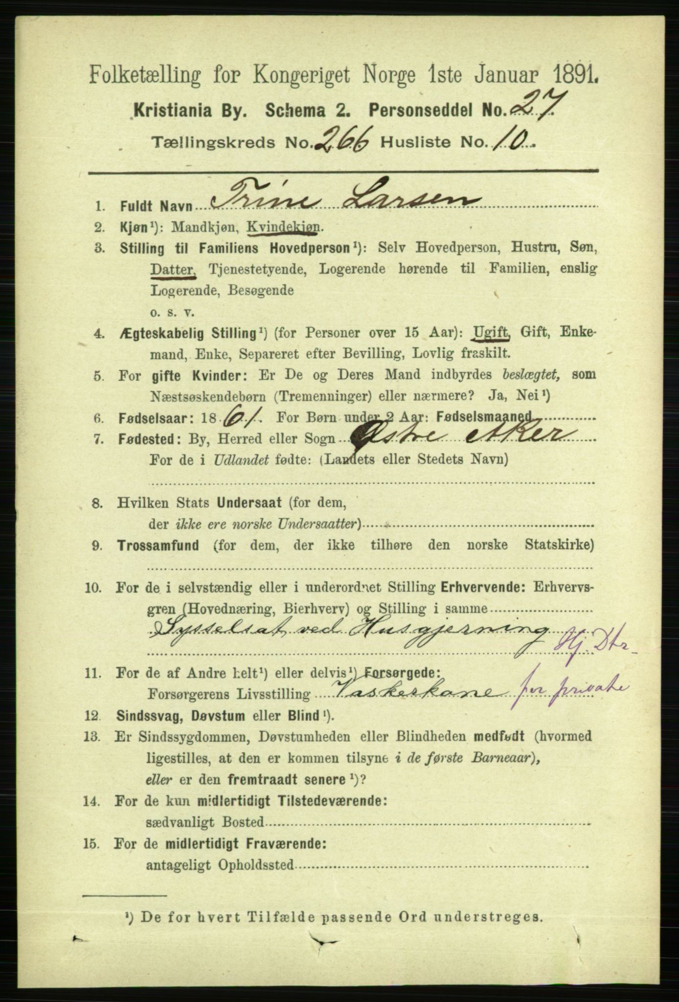 RA, 1891 census for 0301 Kristiania, 1891, p. 161452