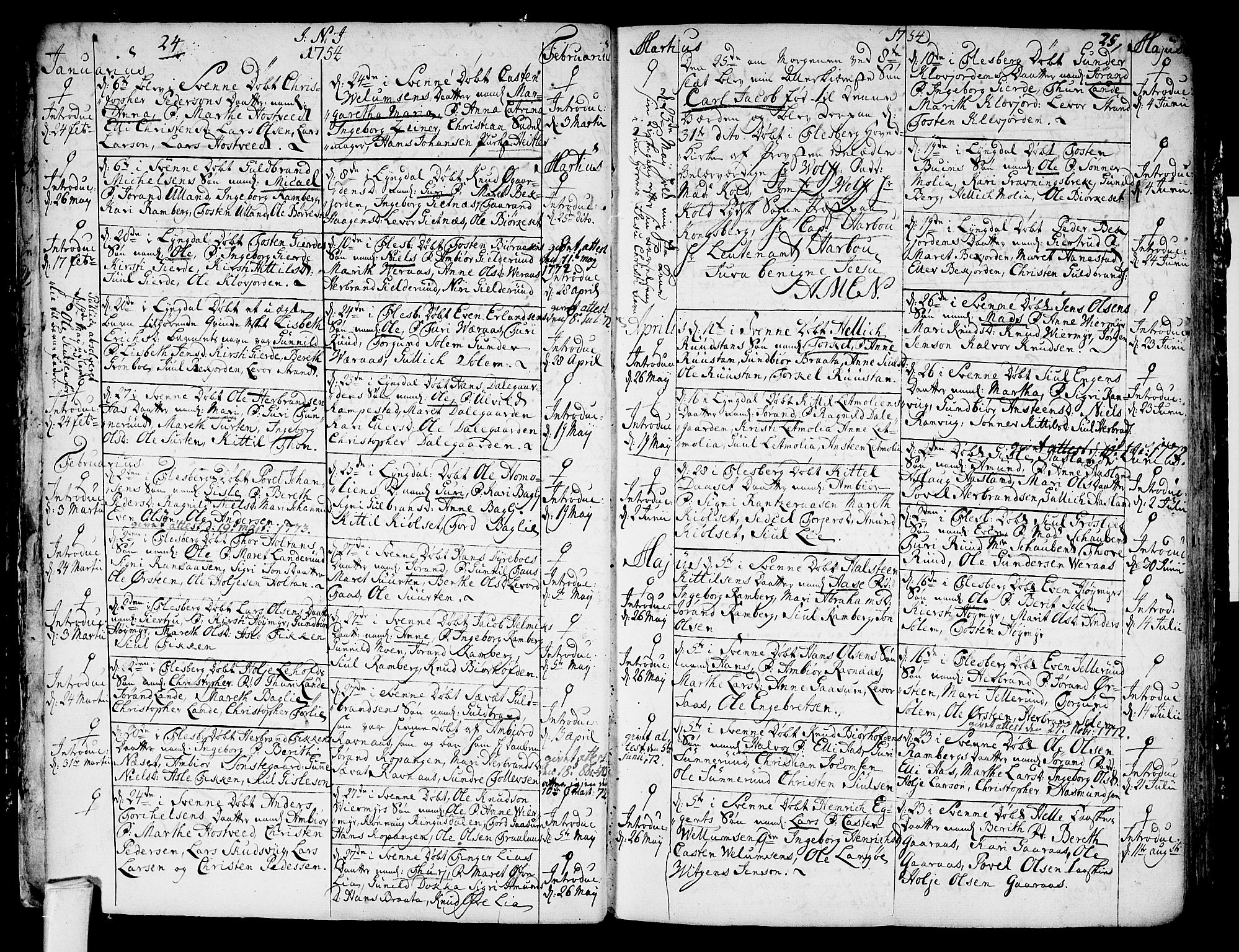 Flesberg kirkebøker, AV/SAKO-A-18/F/Fa/L0003: Parish register (official) no. I 3, 1748-1790, p. 24-25