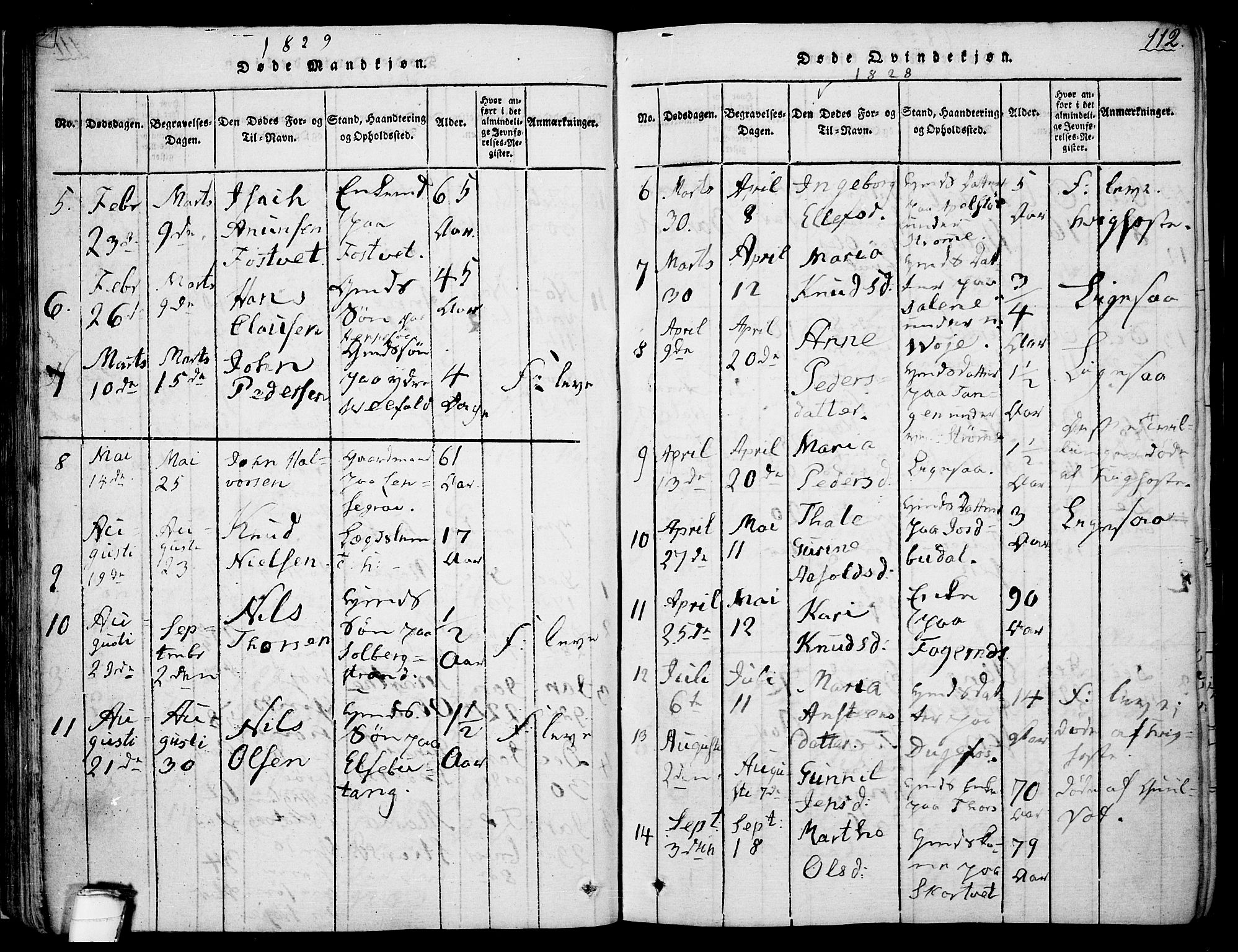 Drangedal kirkebøker, SAKO/A-258/F/Fa/L0005: Parish register (official) no. 5 /1, 1814-1831, p. 112