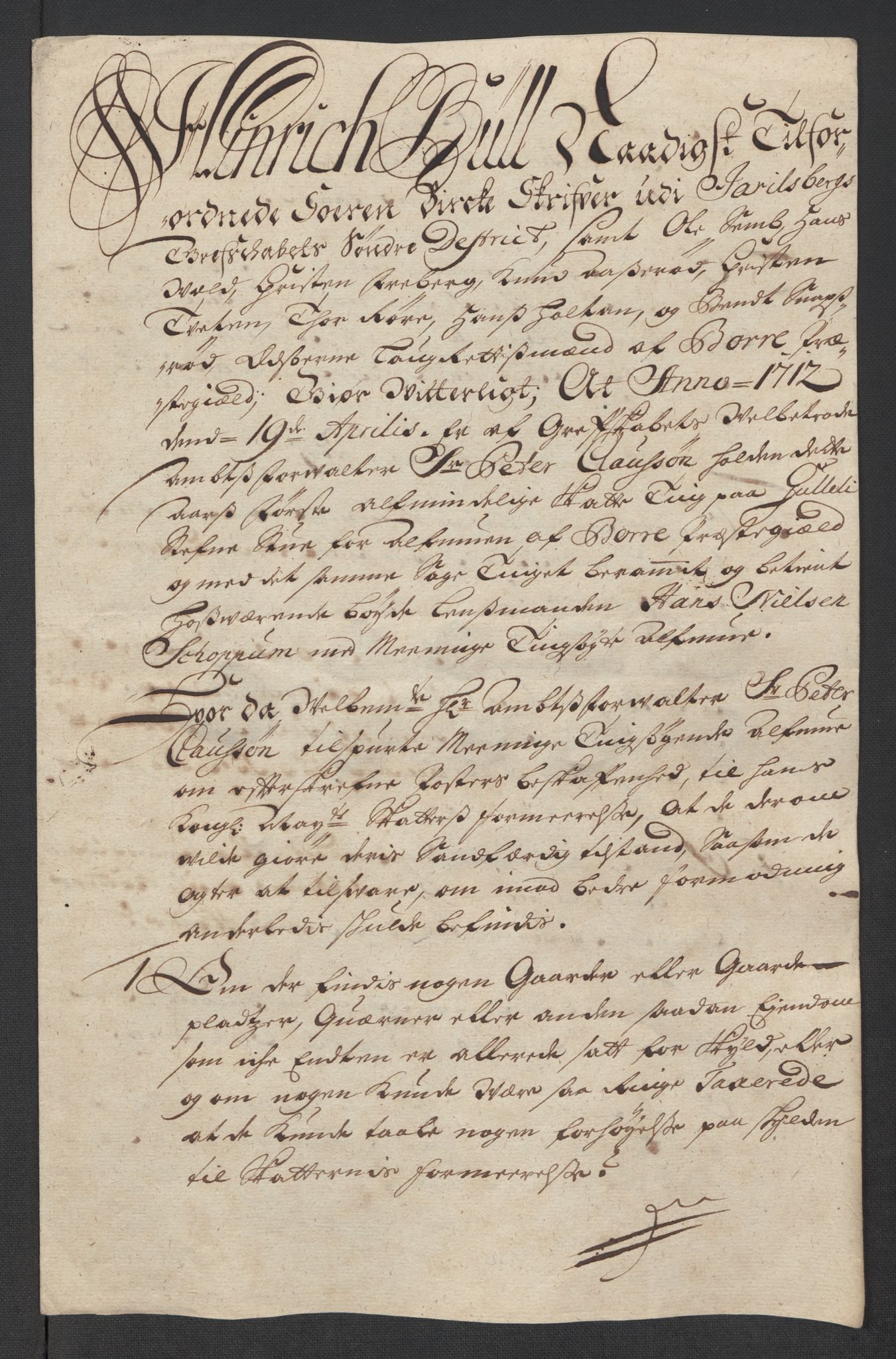 Rentekammeret inntil 1814, Reviderte regnskaper, Fogderegnskap, AV/RA-EA-4092/R32/L1877: Fogderegnskap Jarlsberg grevskap, 1712, p. 166