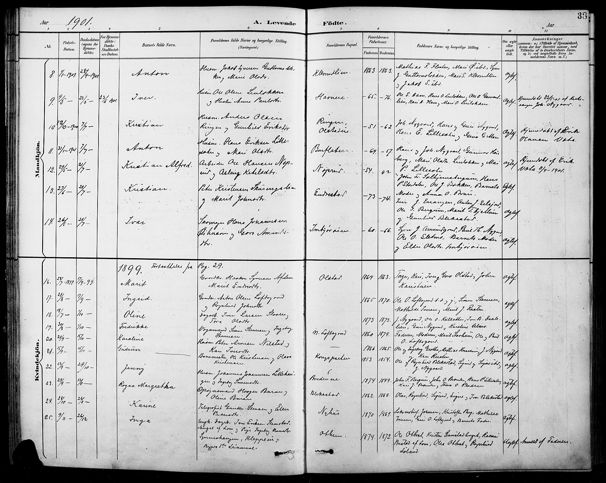 Sel prestekontor, SAH/PREST-074/H/Ha/Hab/L0001: Parish register (copy) no. 1, 1894-1923, p. 38