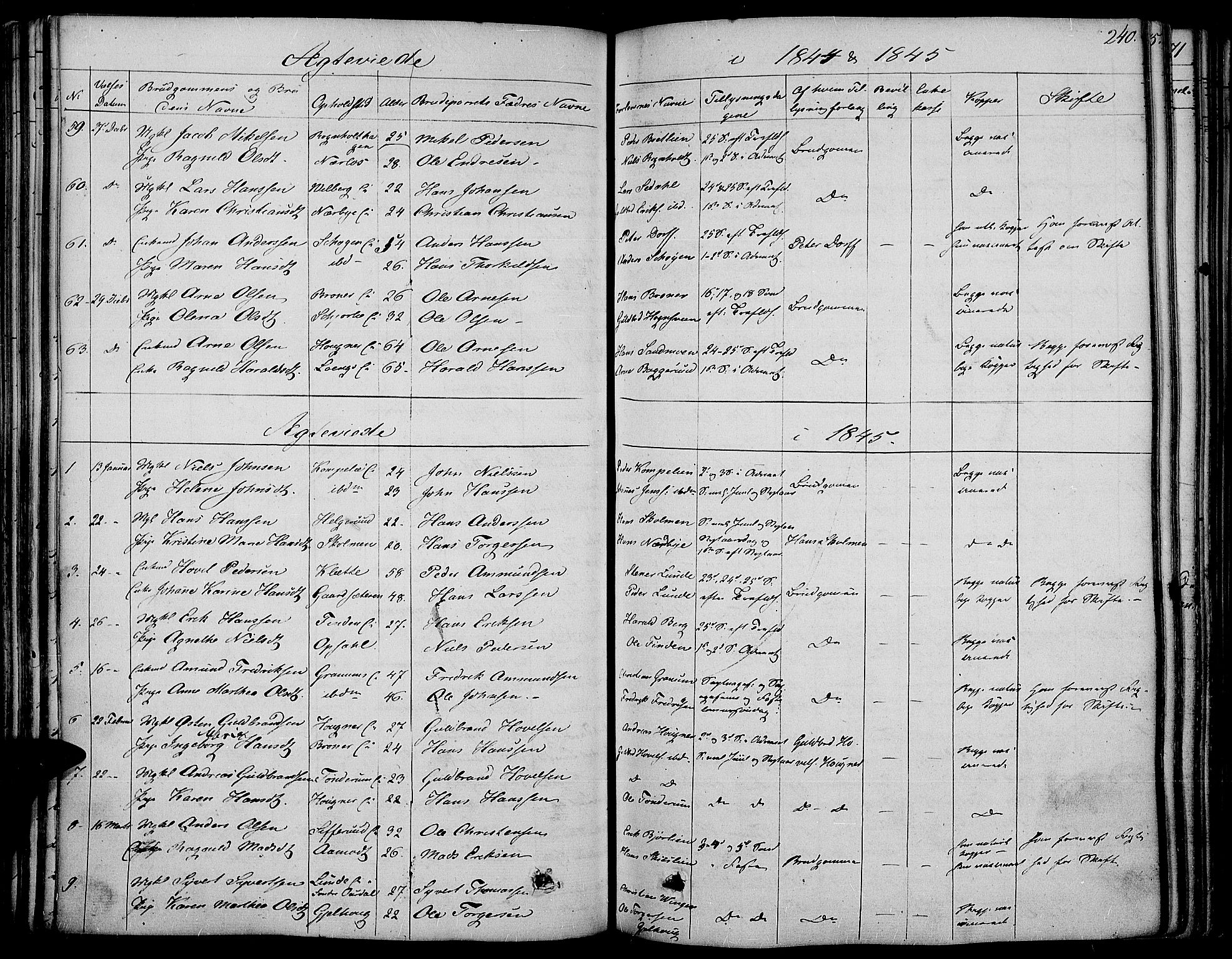 Land prestekontor, SAH/PREST-120/H/Ha/Haa/L0008: Parish register (official) no. 8, 1830-1846, p. 240