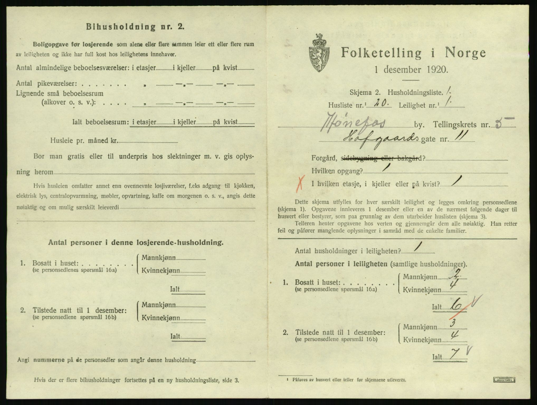 SAKO, 1920 census for Hønefoss, 1920, p. 1900