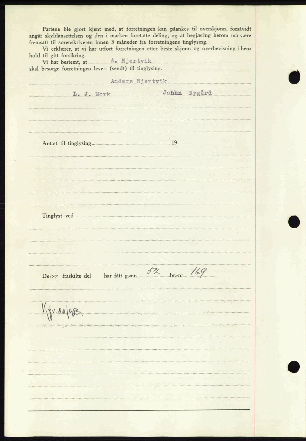 Nordmøre sorenskriveri, AV/SAT-A-4132/1/2/2Ca: Mortgage book no. A92, 1942-1942, Diary no: : 543/1942