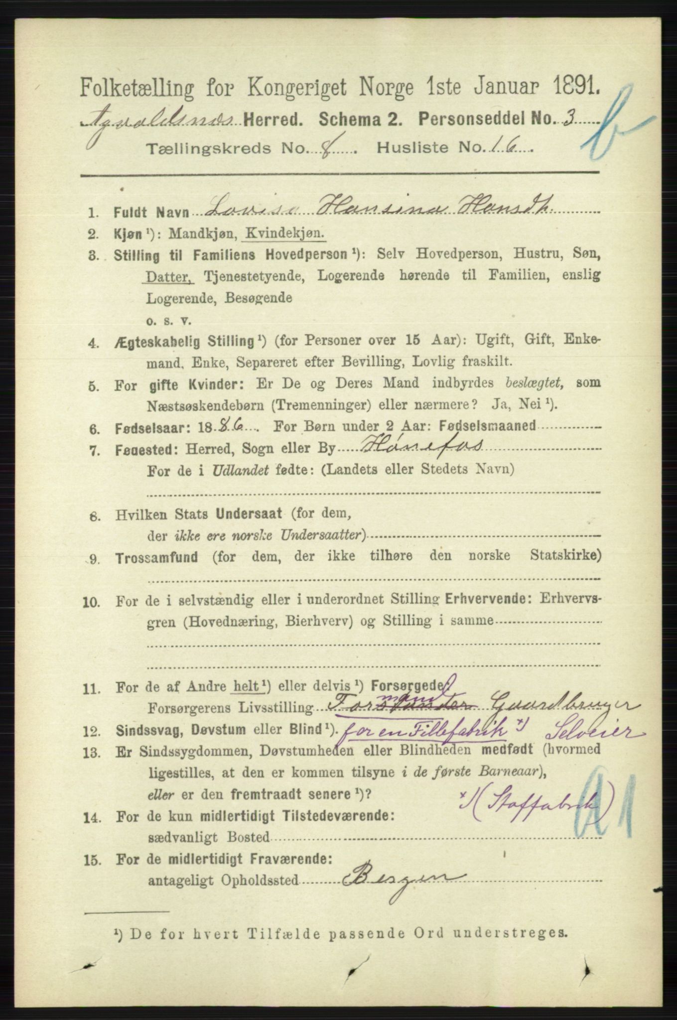 RA, 1891 census for 1147 Avaldsnes, 1891, p. 4291