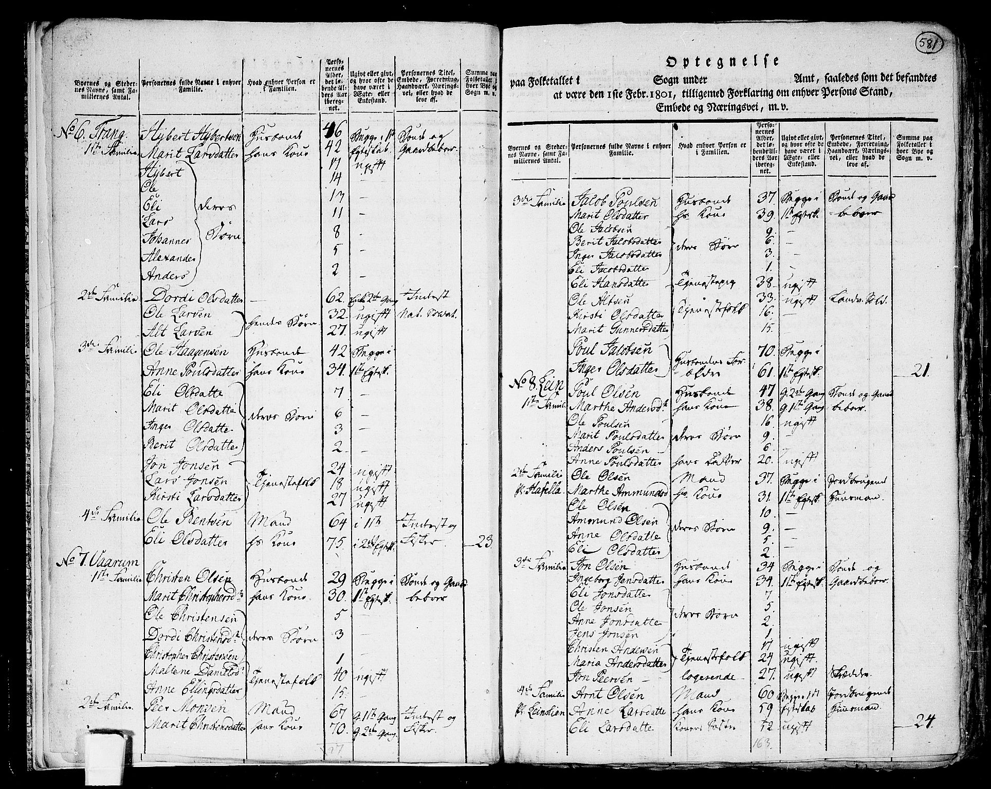 RA, 1801 census for 1625P Stadsbygd, 1801, p. 580b-581a