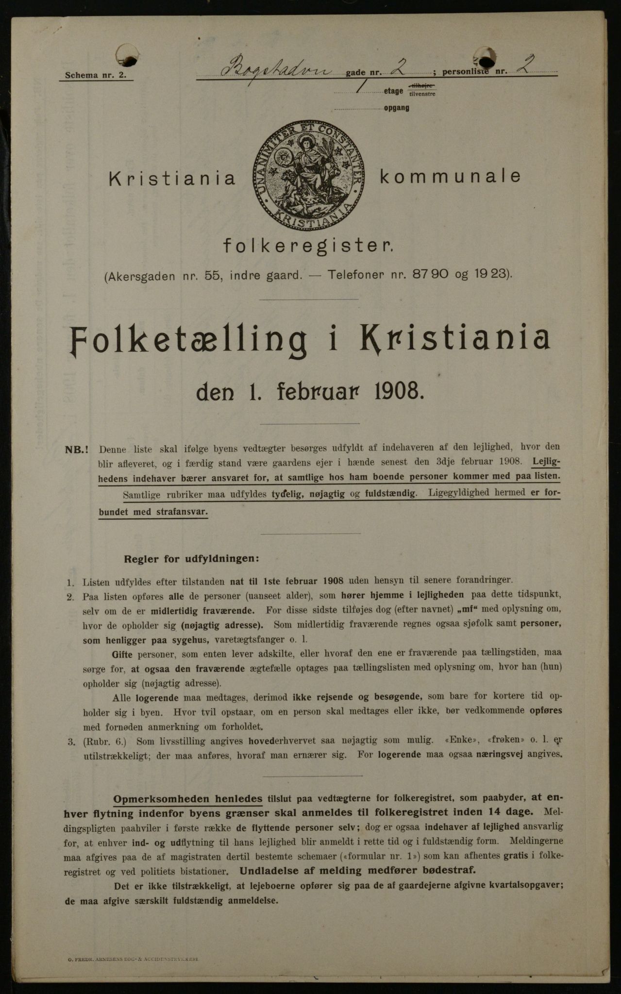 OBA, Municipal Census 1908 for Kristiania, 1908, p. 6616