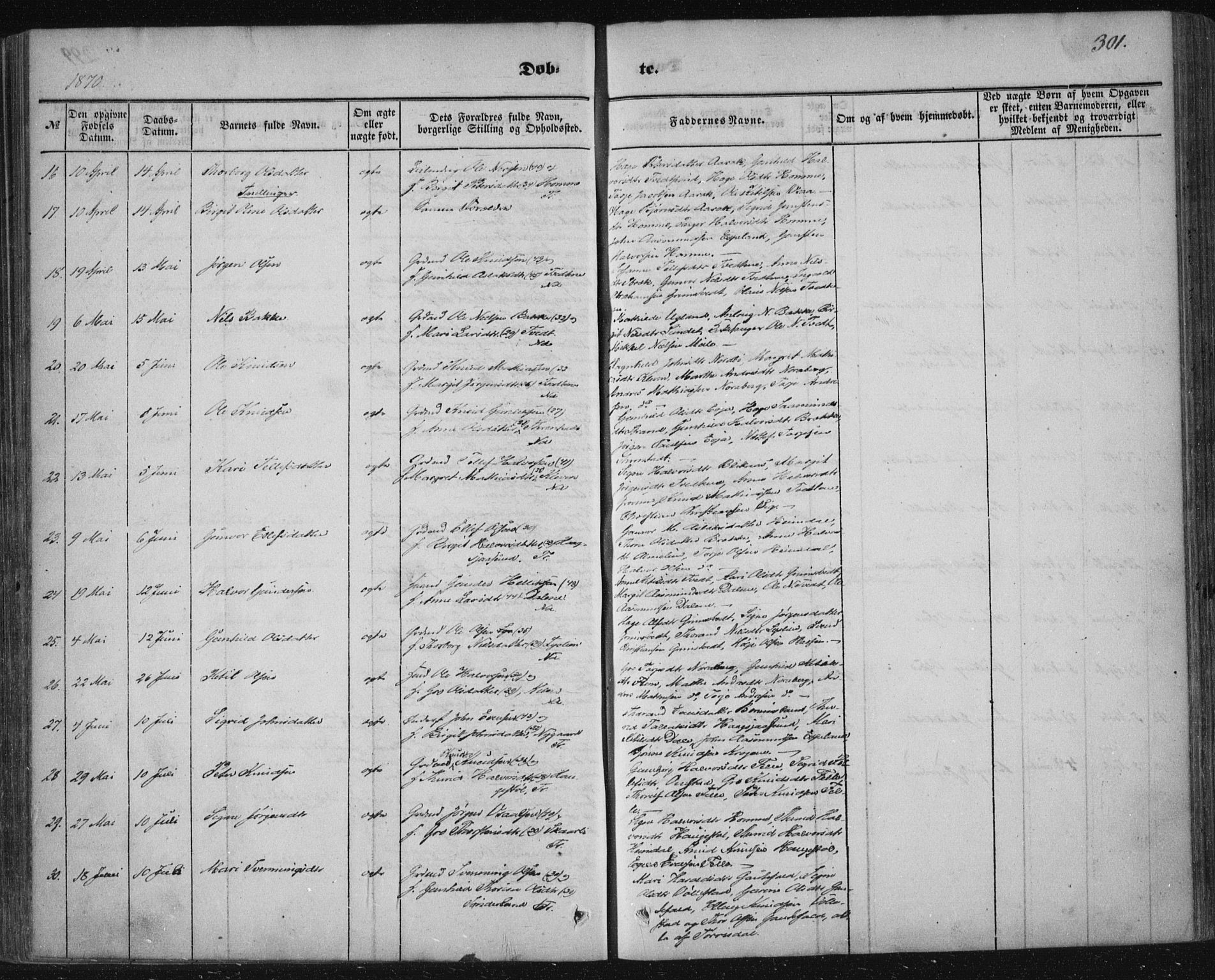 Nissedal kirkebøker, SAKO/A-288/F/Fa/L0003: Parish register (official) no. I 3, 1846-1870, p. 300-301