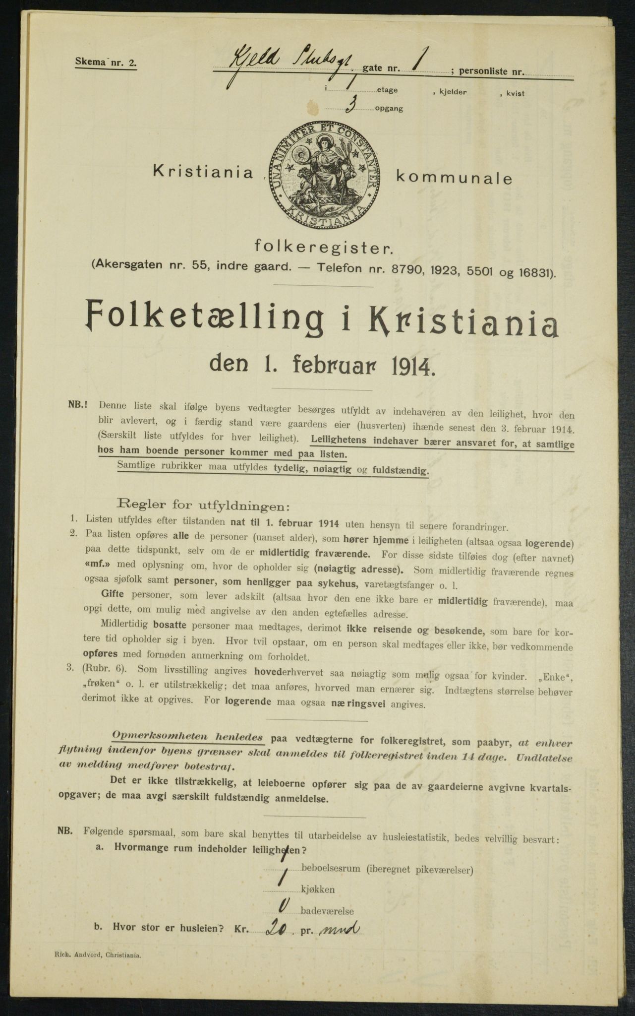 OBA, Municipal Census 1914 for Kristiania, 1914, p. 51434