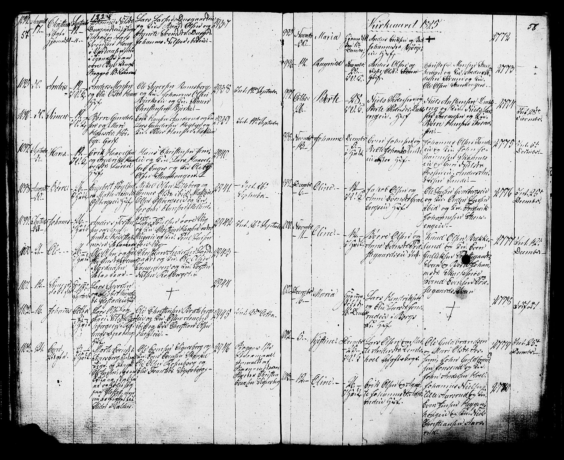 Ringsaker prestekontor, AV/SAH-PREST-014/K/Ka/L0006: Parish register (official) no. 6, 1821-1826, p. 57-58