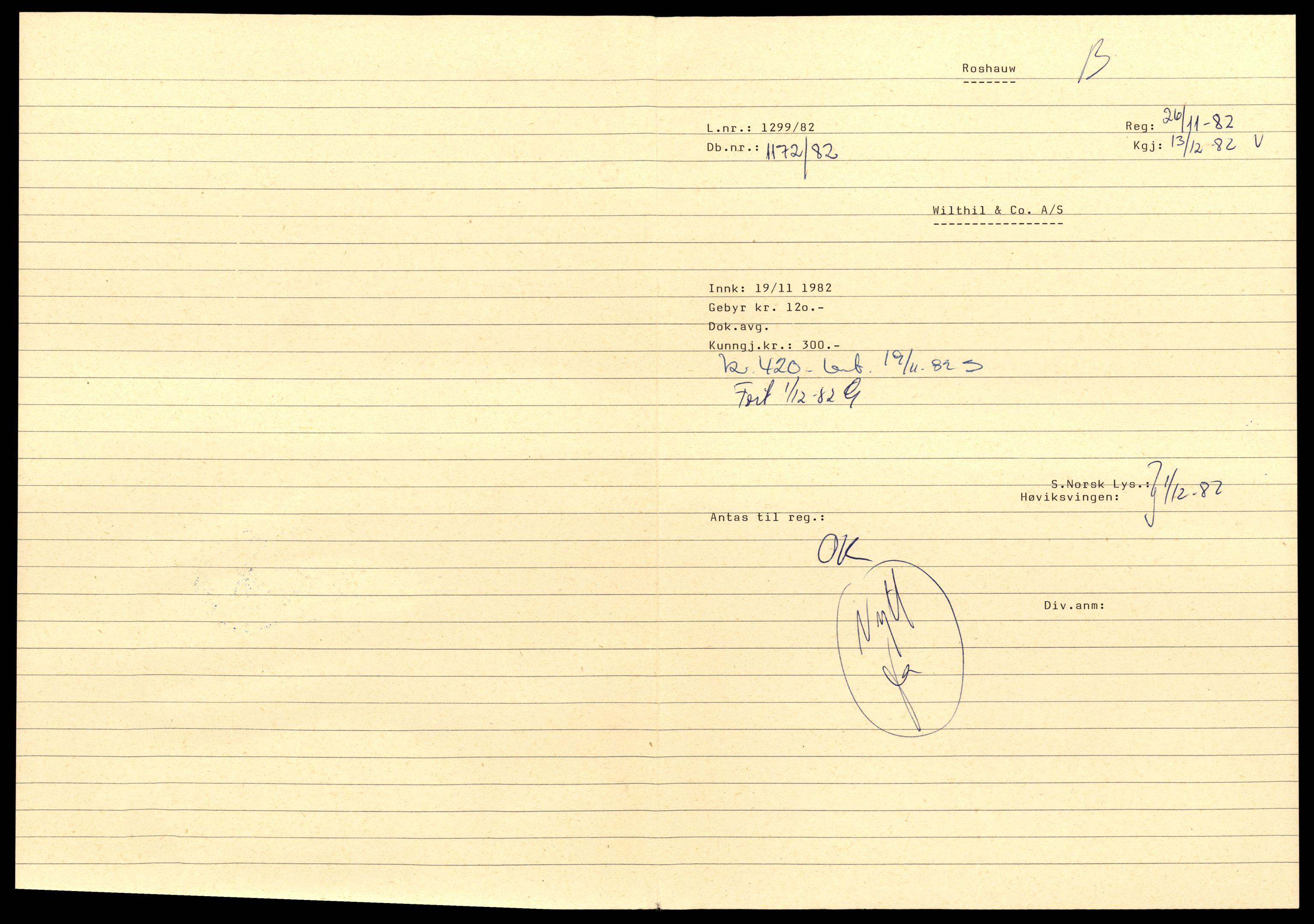 Asker og Bærum tingrett, AV/SAT-A-10379/K/Kb/Kbb/L0158: Aksjeselskap og andelslag i Bærum, Wil - Ød, 1944-1991, p. 1