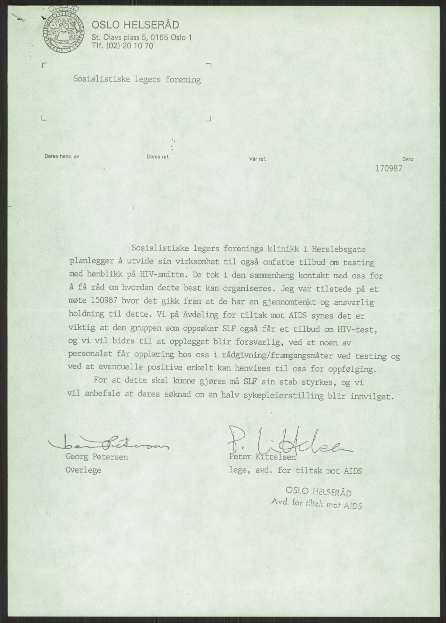 Sosialdepartementet, Administrasjons-, trygde-, plan- og helseavdelingen, AV/RA-S-6179/D/L2240/0004: -- / 619 Diverse. HIV/AIDS, 1987, p. 301