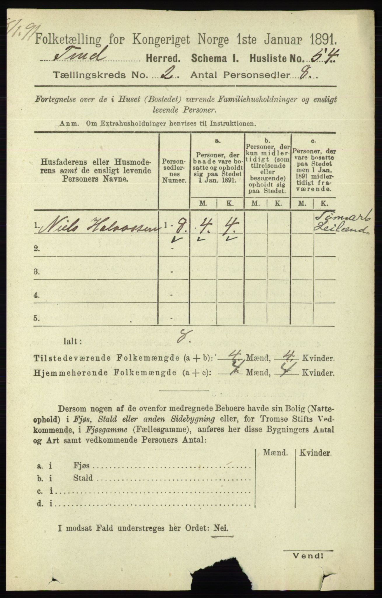 RA, 1891 census for 0826 Tinn, 1891, p. 144