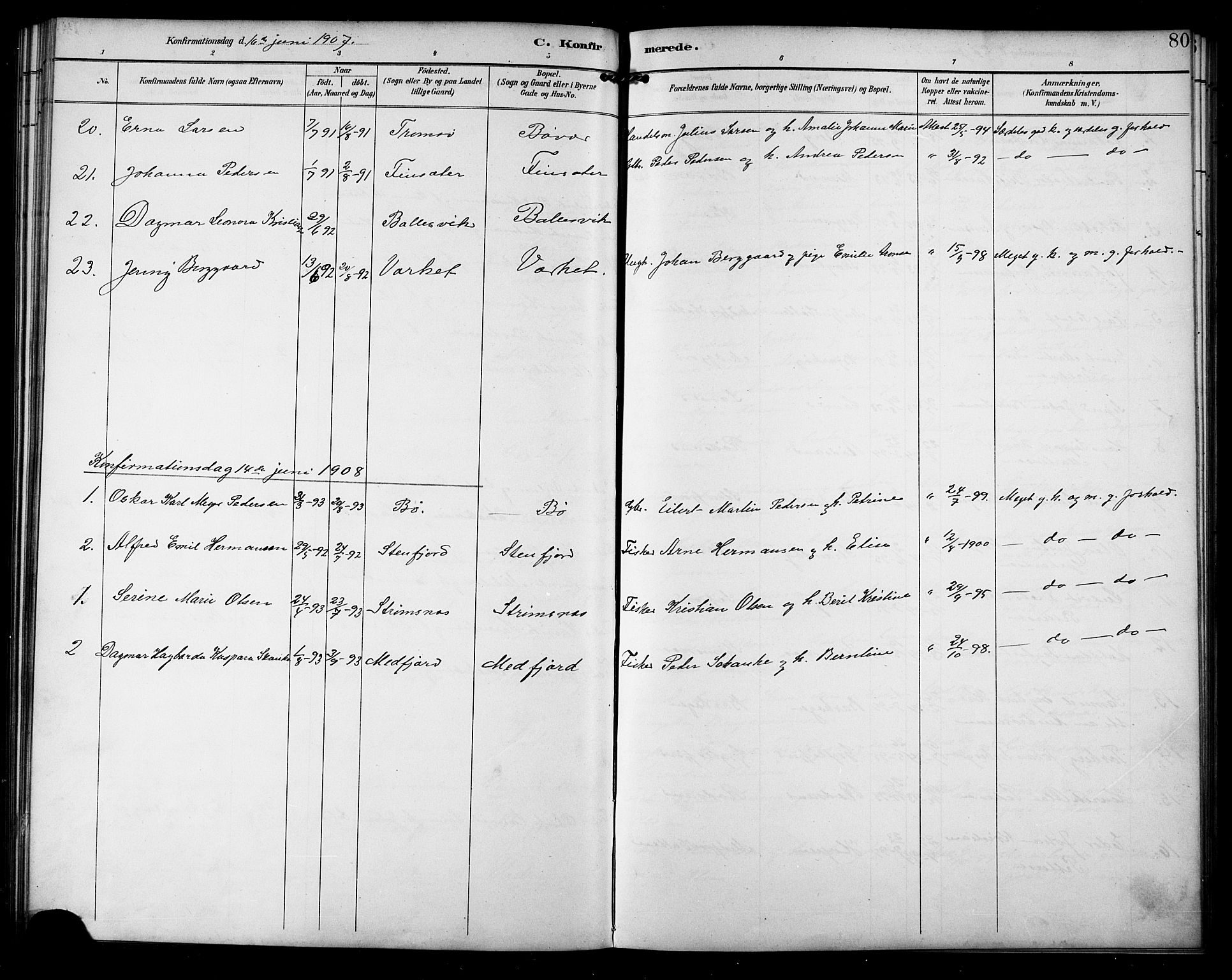 Berg sokneprestkontor, SATØ/S-1318/G/Ga/Gab/L0005klokker: Parish register (copy) no. 5, 1898-1911, p. 80