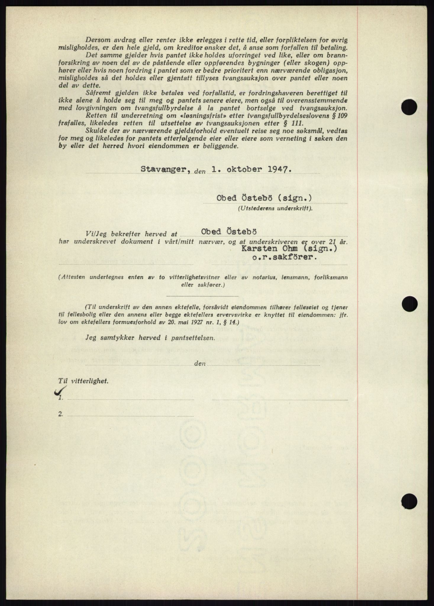 Stavanger byrett, SAST/A-100455/002/G/Gb/L0032: Mortgage book, 1947-1950, Diary no: : 2427/1947