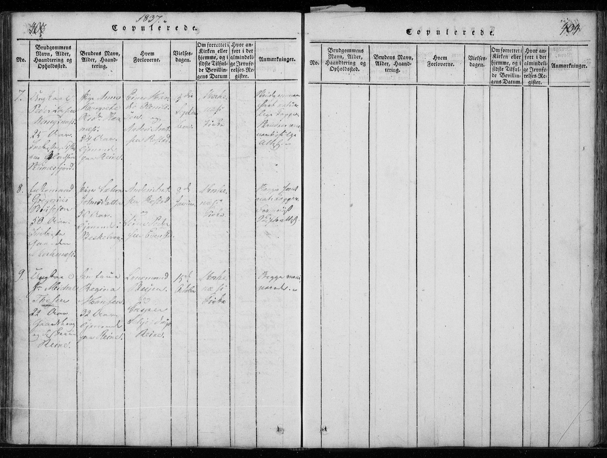 Ministerialprotokoller, klokkerbøker og fødselsregistre - Nordland, AV/SAT-A-1459/885/L1201: Parish register (official) no. 885A02, 1820-1837, p. 403-404