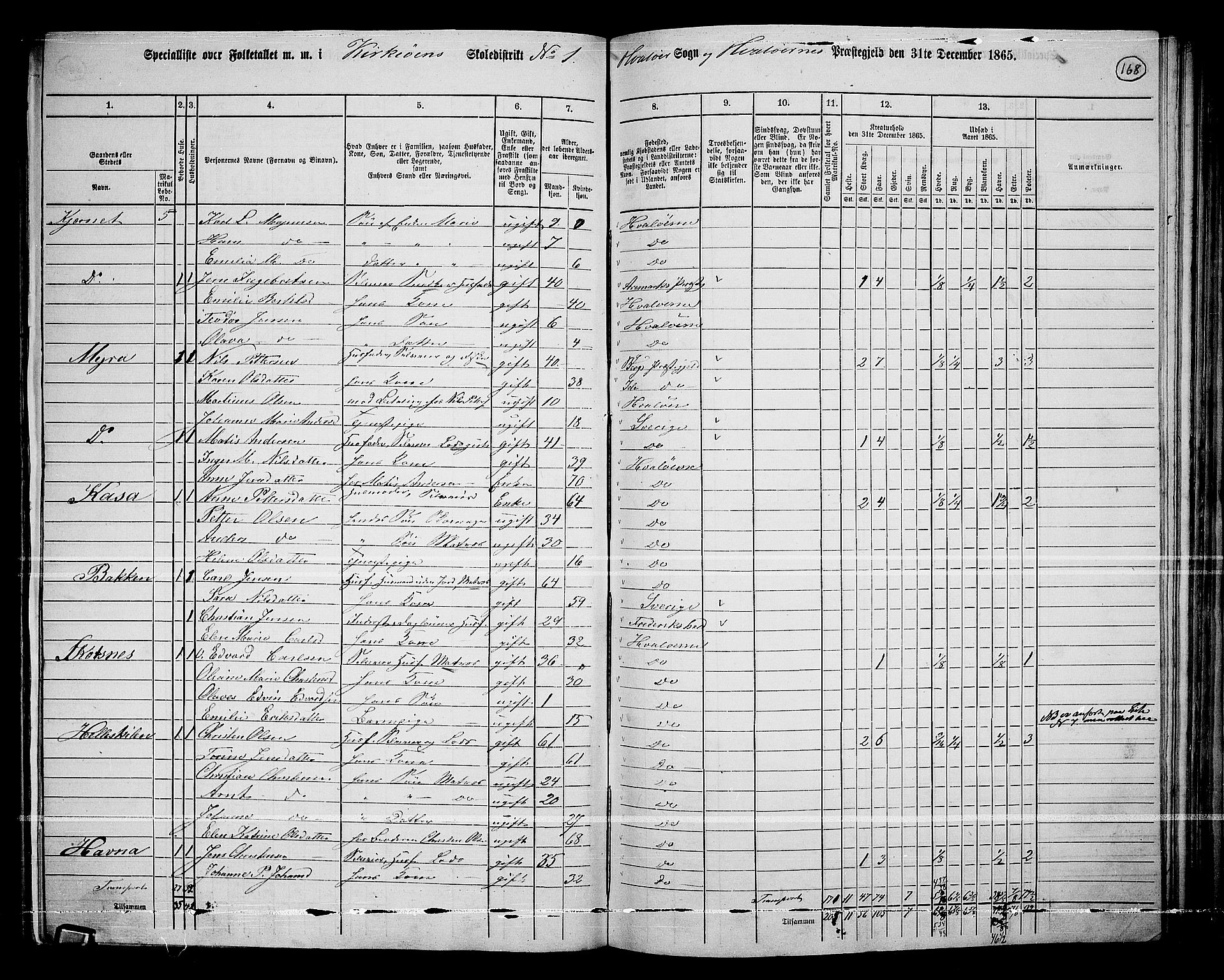 RA, 1865 census for Hvaler, 1865, p. 11