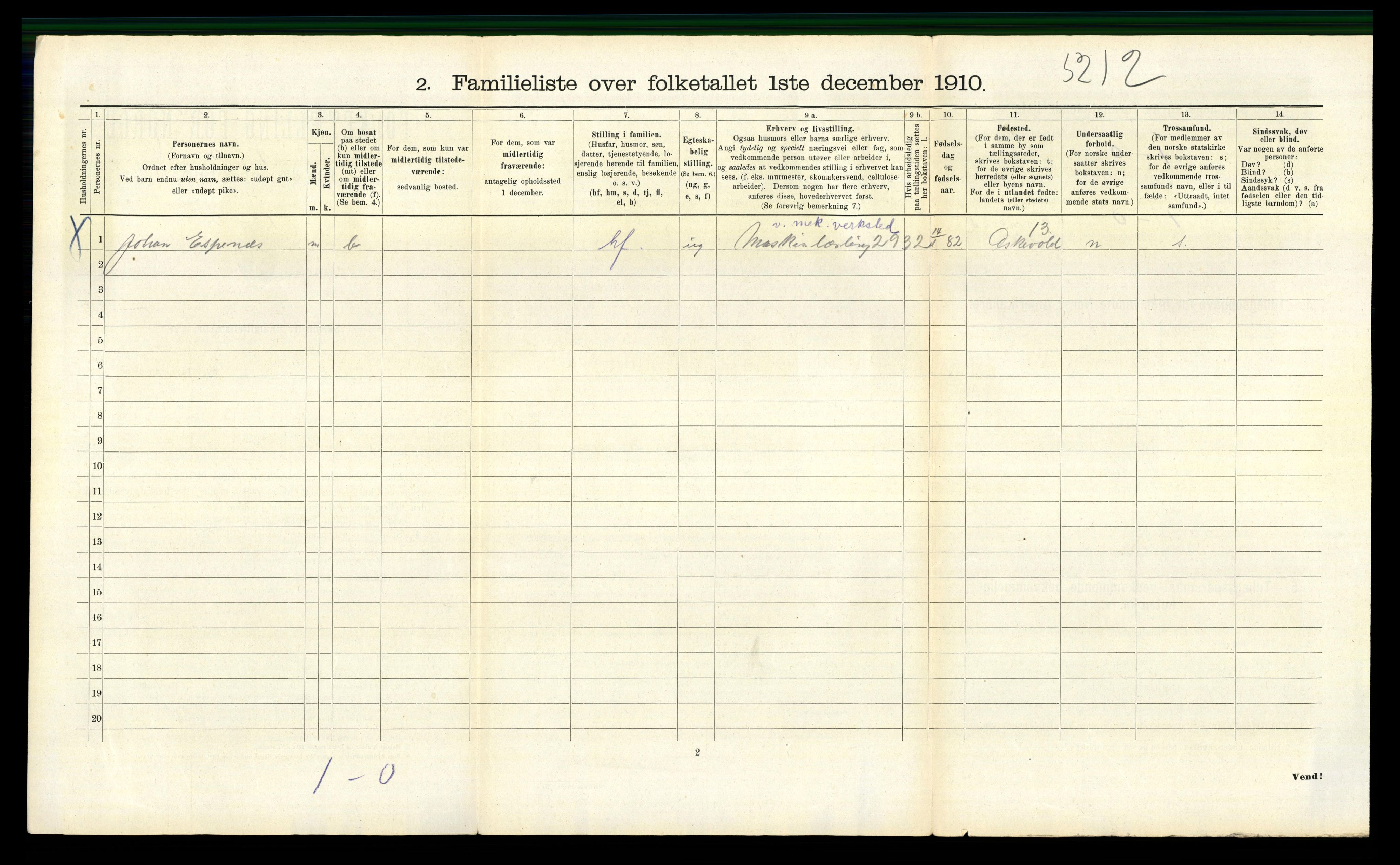 RA, 1910 census for Bergen, 1910, p. 18320